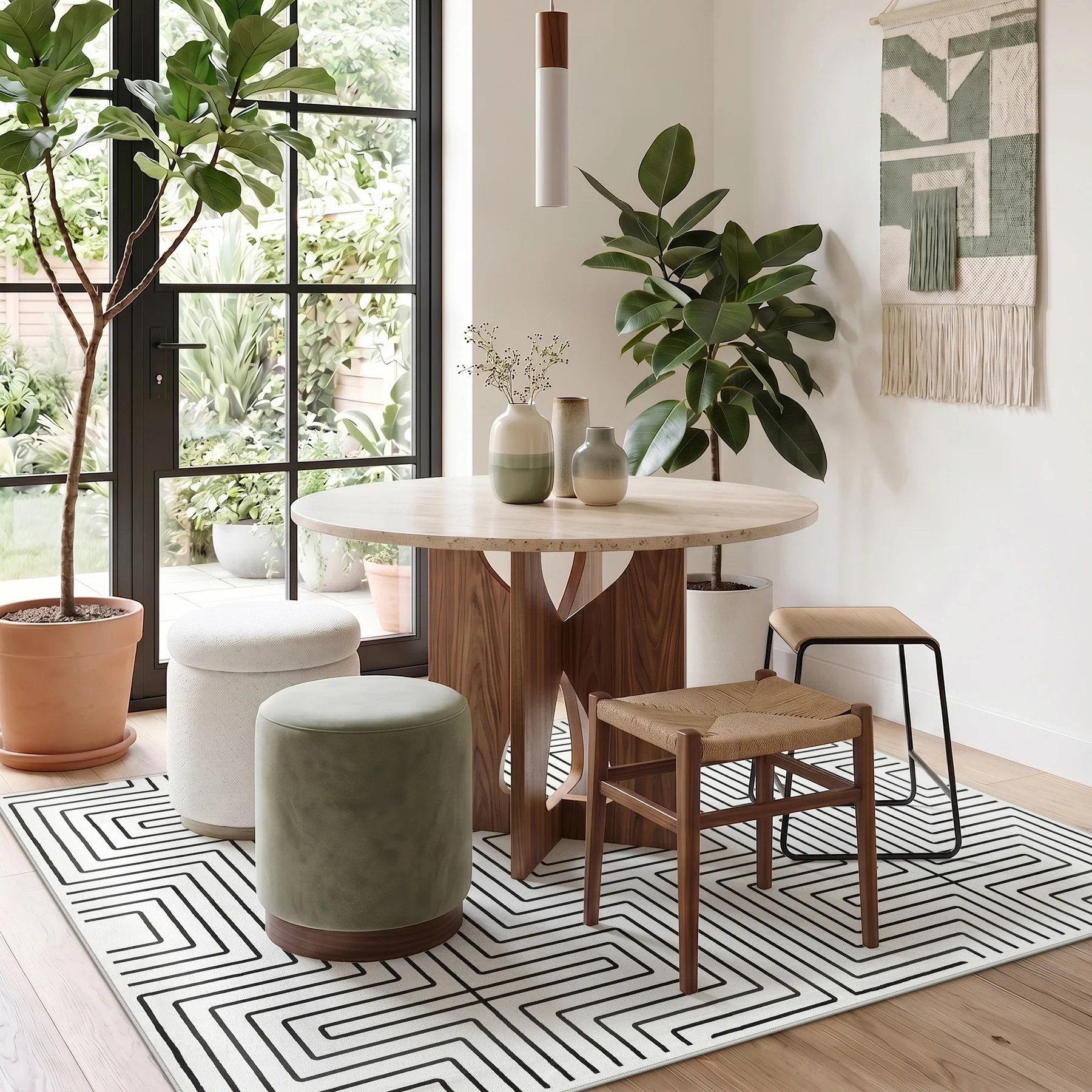 5x7/8x10 Machine Washable Area Rug, Modern Geometric Non-Slip Low Pile Indoor Carpet for Living Room, Oeko-Tex Certified - Image 4