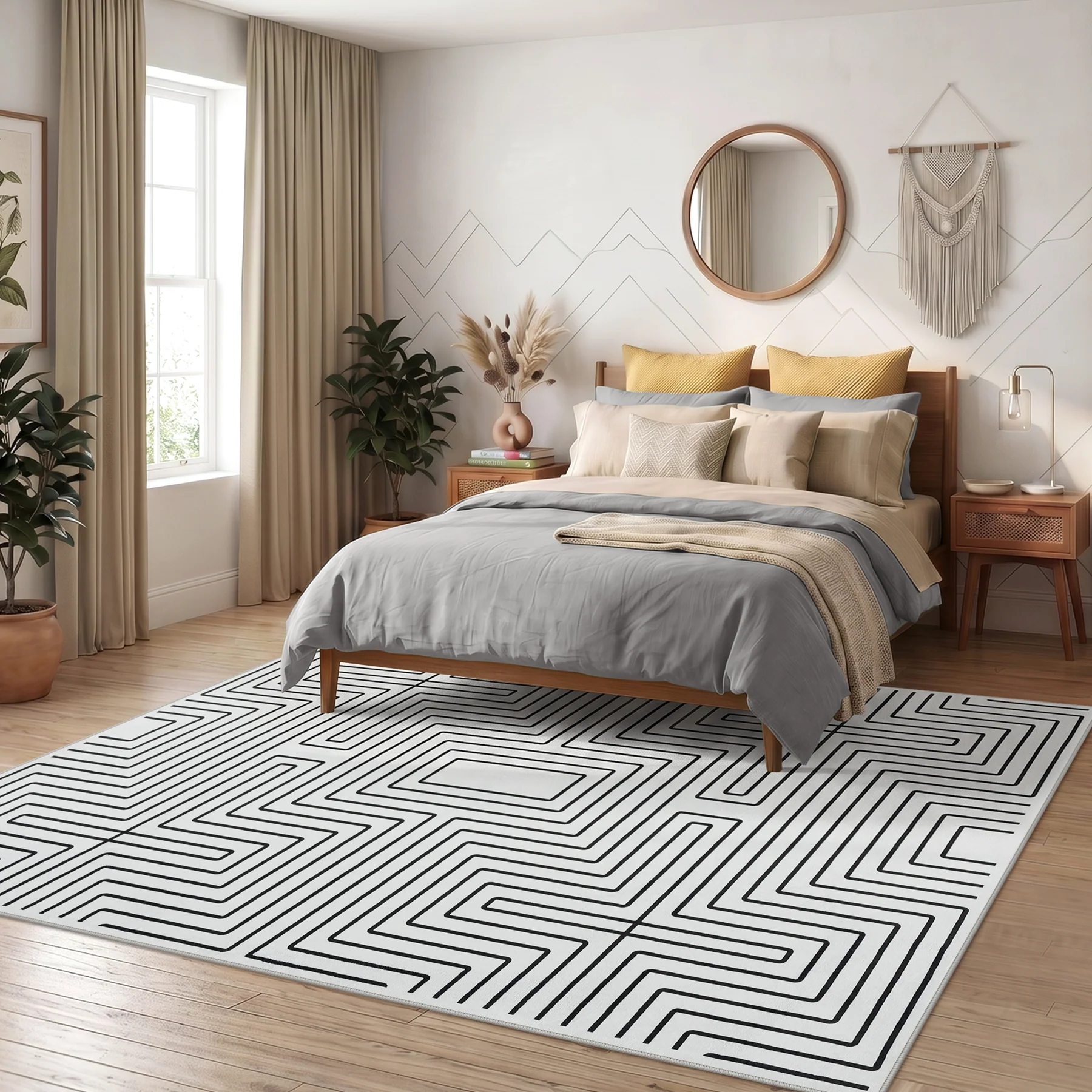 5x7/8x10 Machine Washable Area Rug, Modern Geometric Non-Slip Low Pile Indoor Carpet for Living Room, Oeko-Tex Certified - Image 9