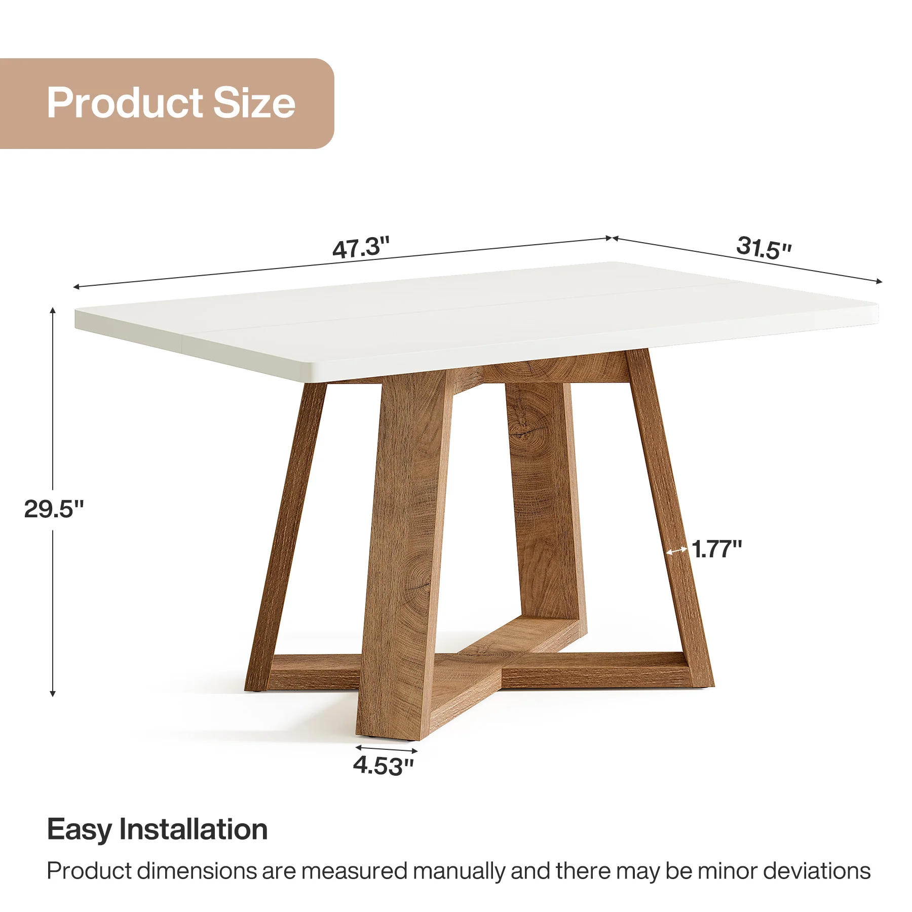 47" Rectangular Dining Table, Modern Kitchen Dinner Table for 4 People - Image 2