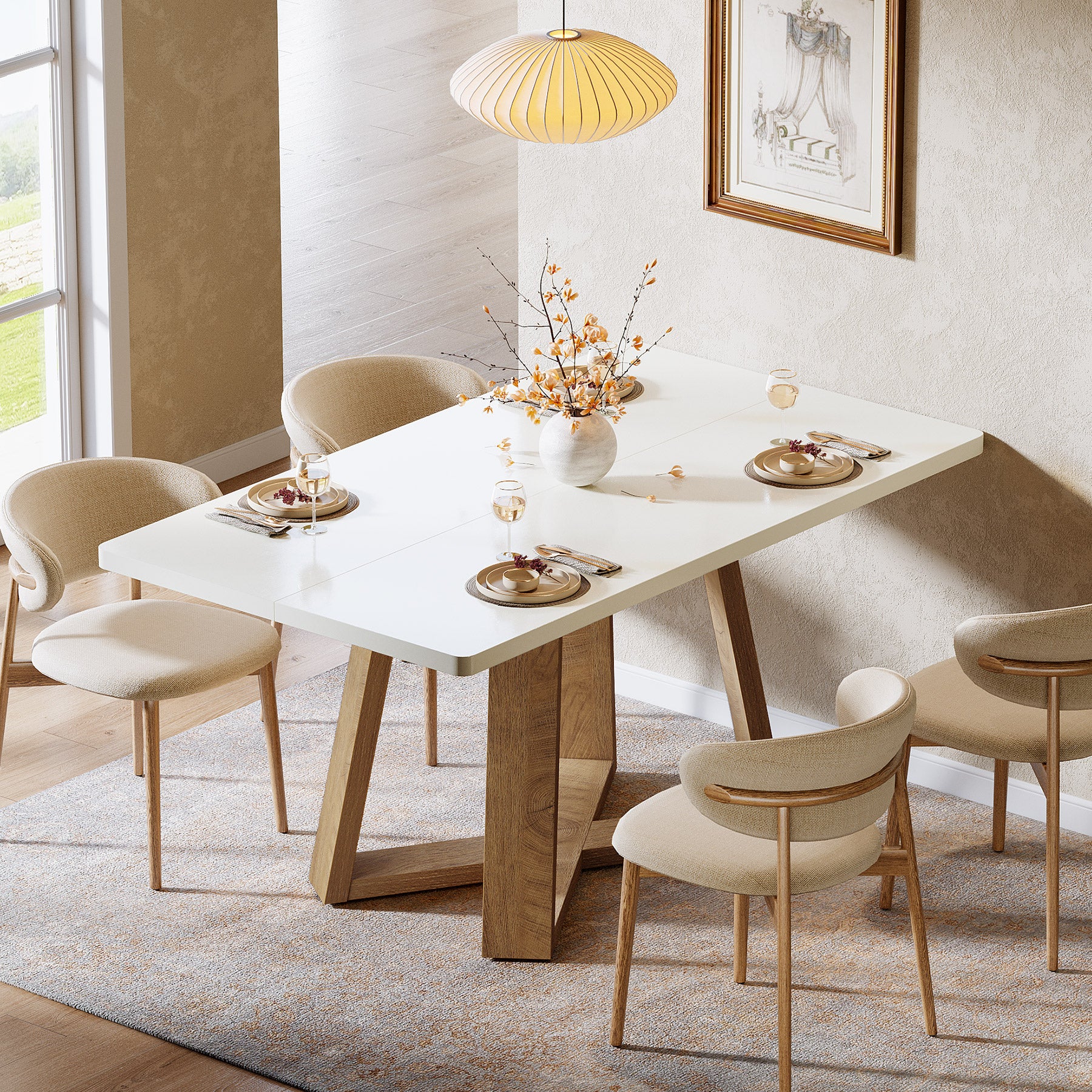 47" Rectangular Dining Table, Modern Kitchen Dinner Table for 4 People - Image 4