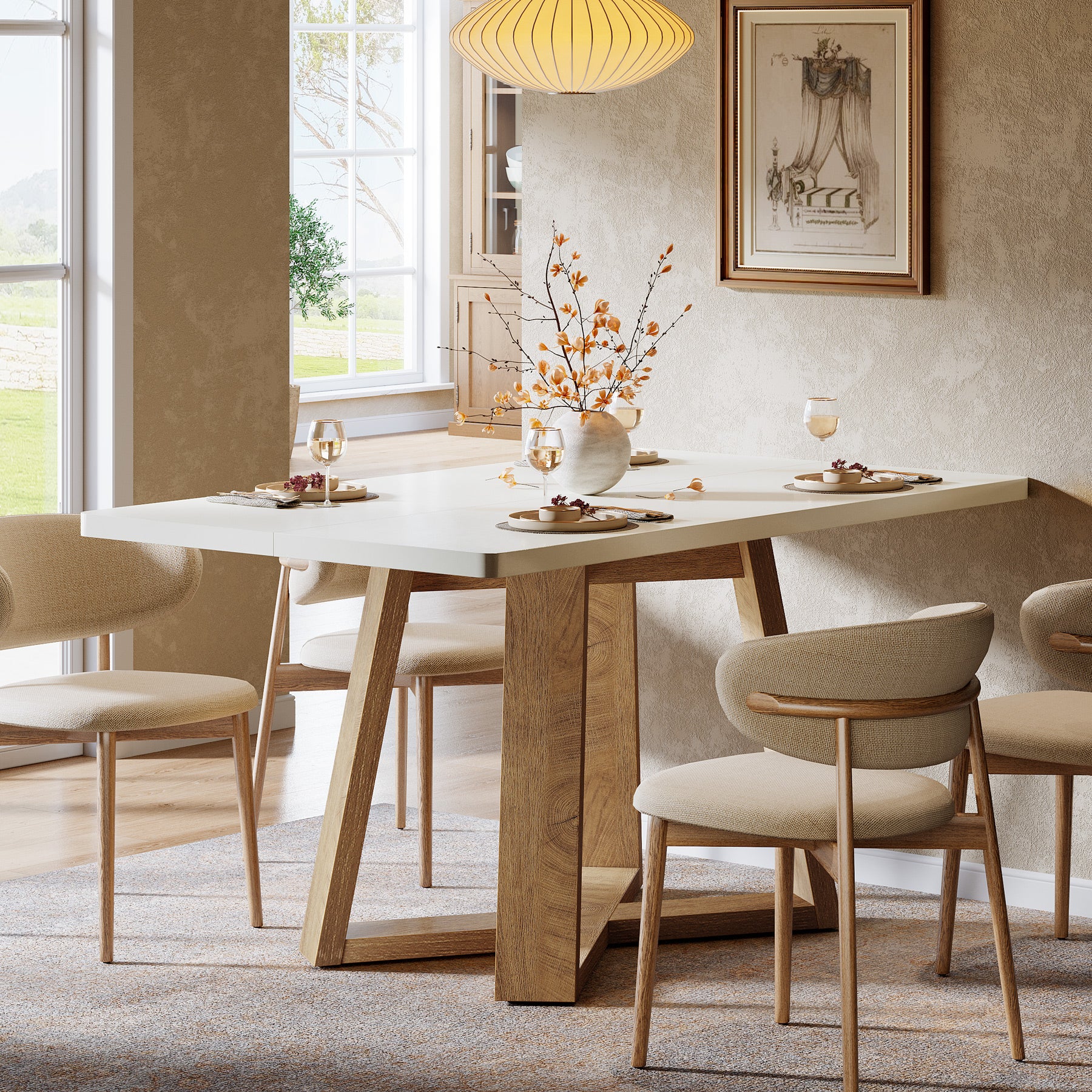 47" Rectangular Dining Table, Modern Kitchen Dinner Table for 4 People - Image 6