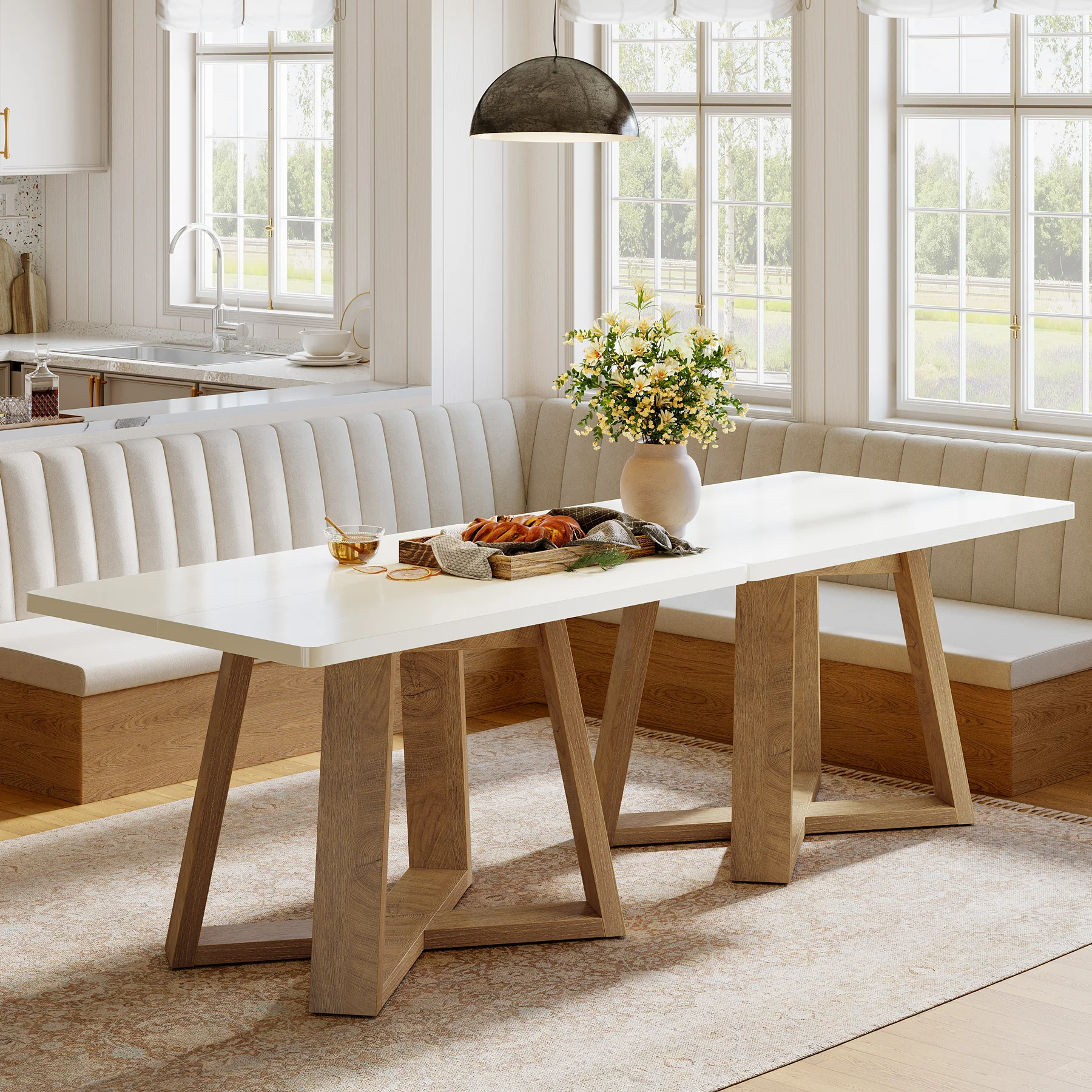 47" Rectangular Dining Table, Modern Kitchen Dinner Table for 4 People - Image 8
