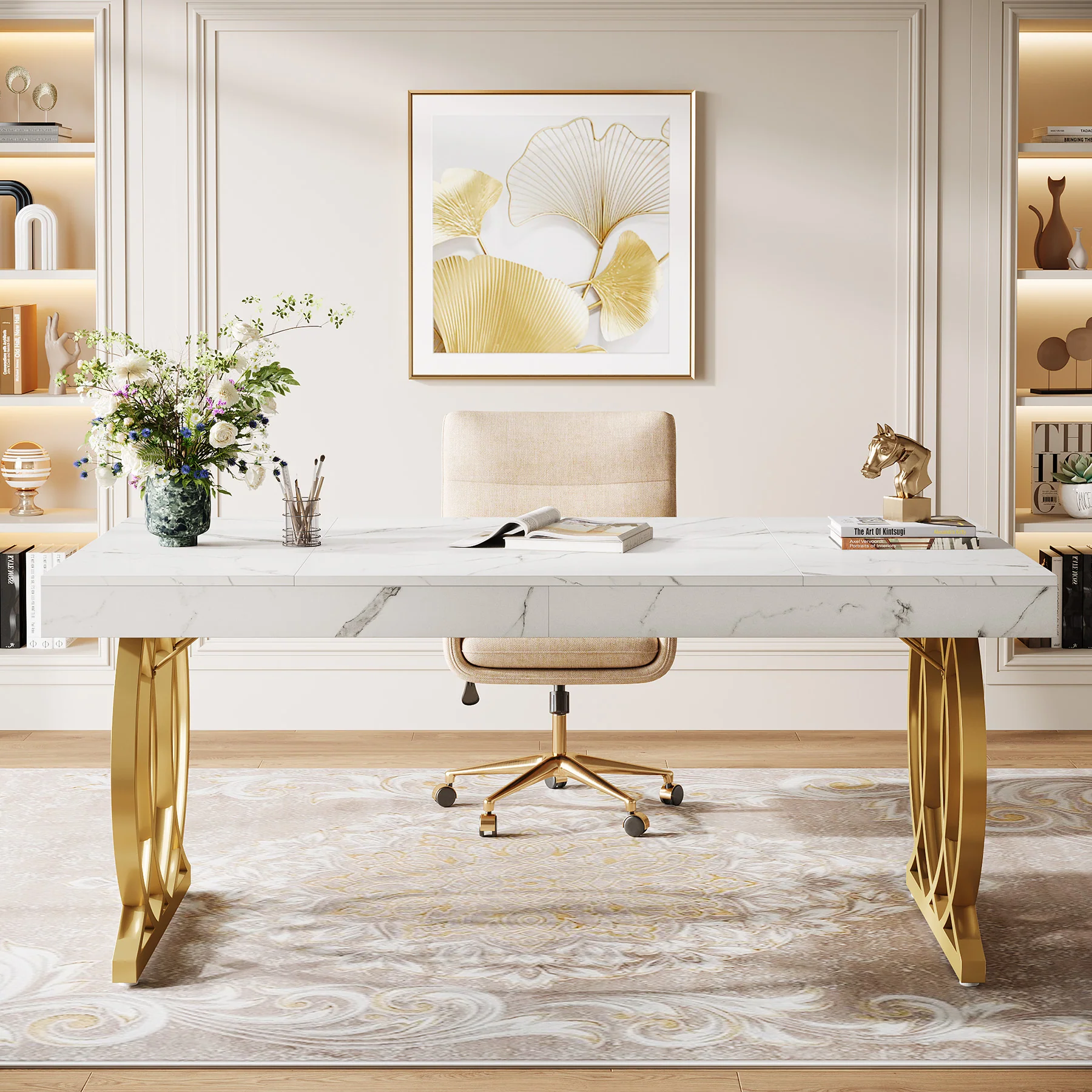 63" Executive Desk, Modern Office Computer Desk with Luxury Design - Image 3