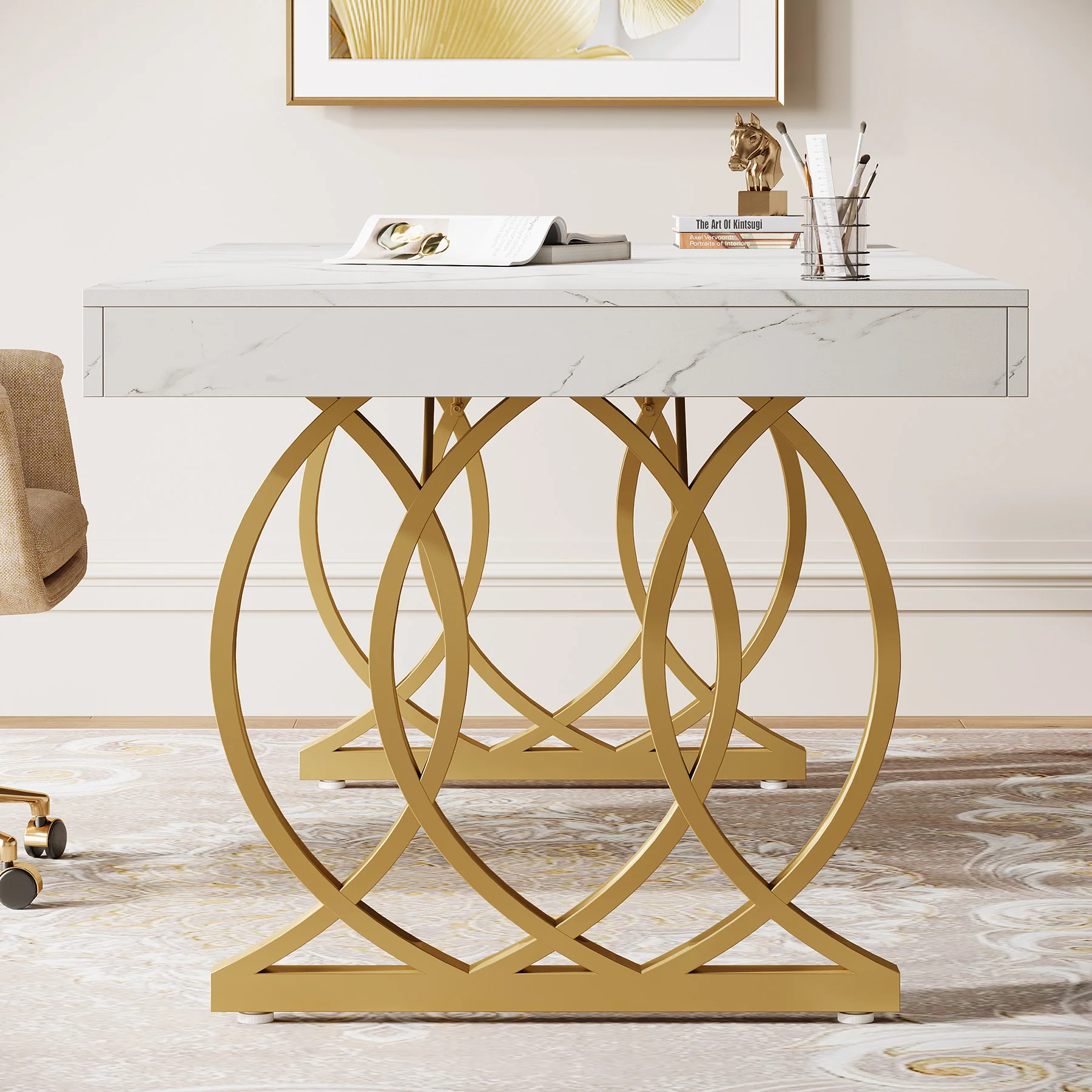 63" Executive Desk, Modern Office Computer Desk with Luxury Design - Image 7