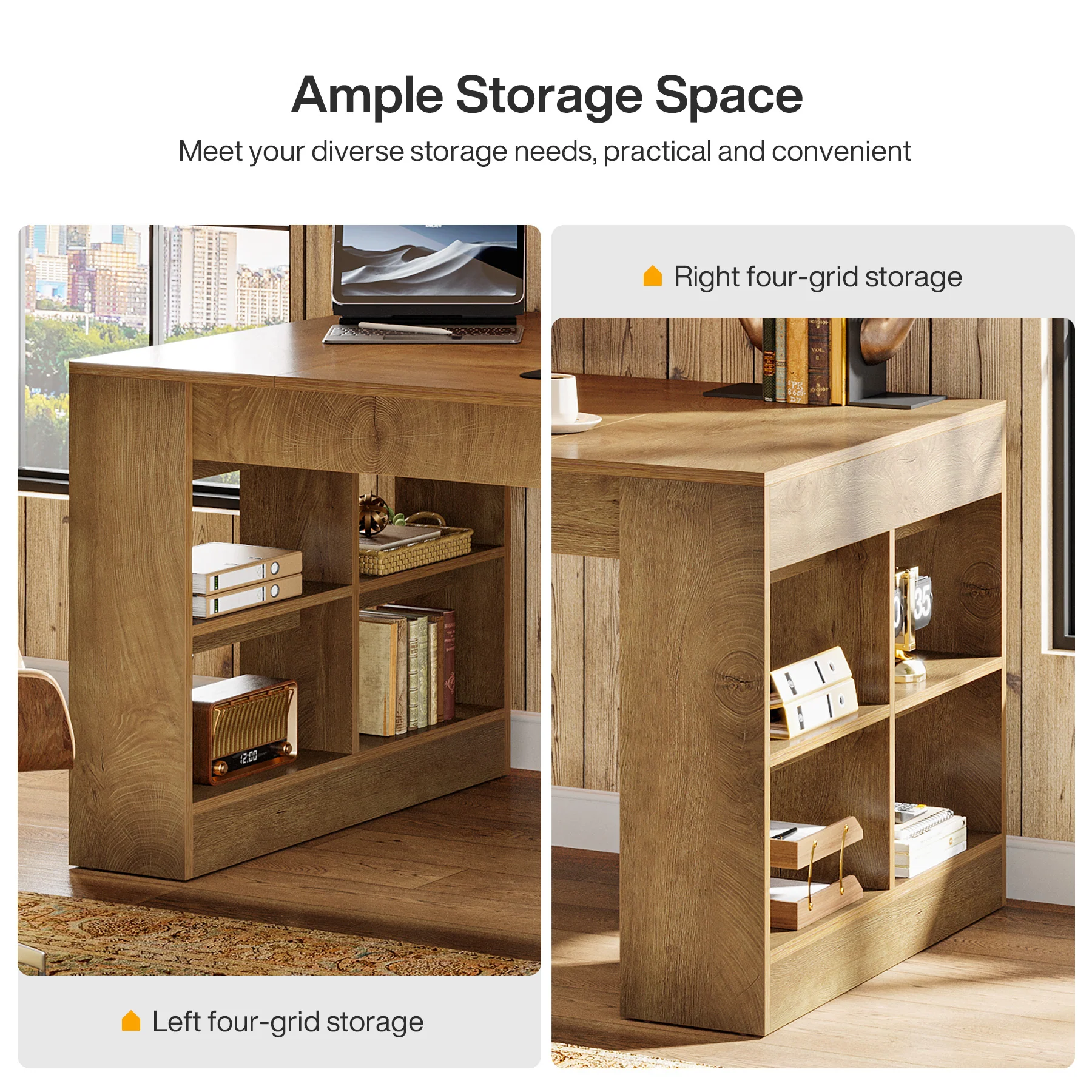 70.8" Executive Desk, Modern Office Computer Desk with Storage Shelves - Image 8