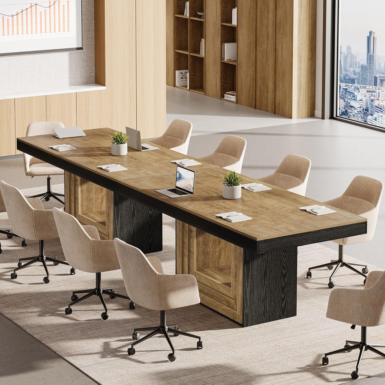 63" Conference Table, Modern Rectangular Meeting Table for 4-6 People - Image 3