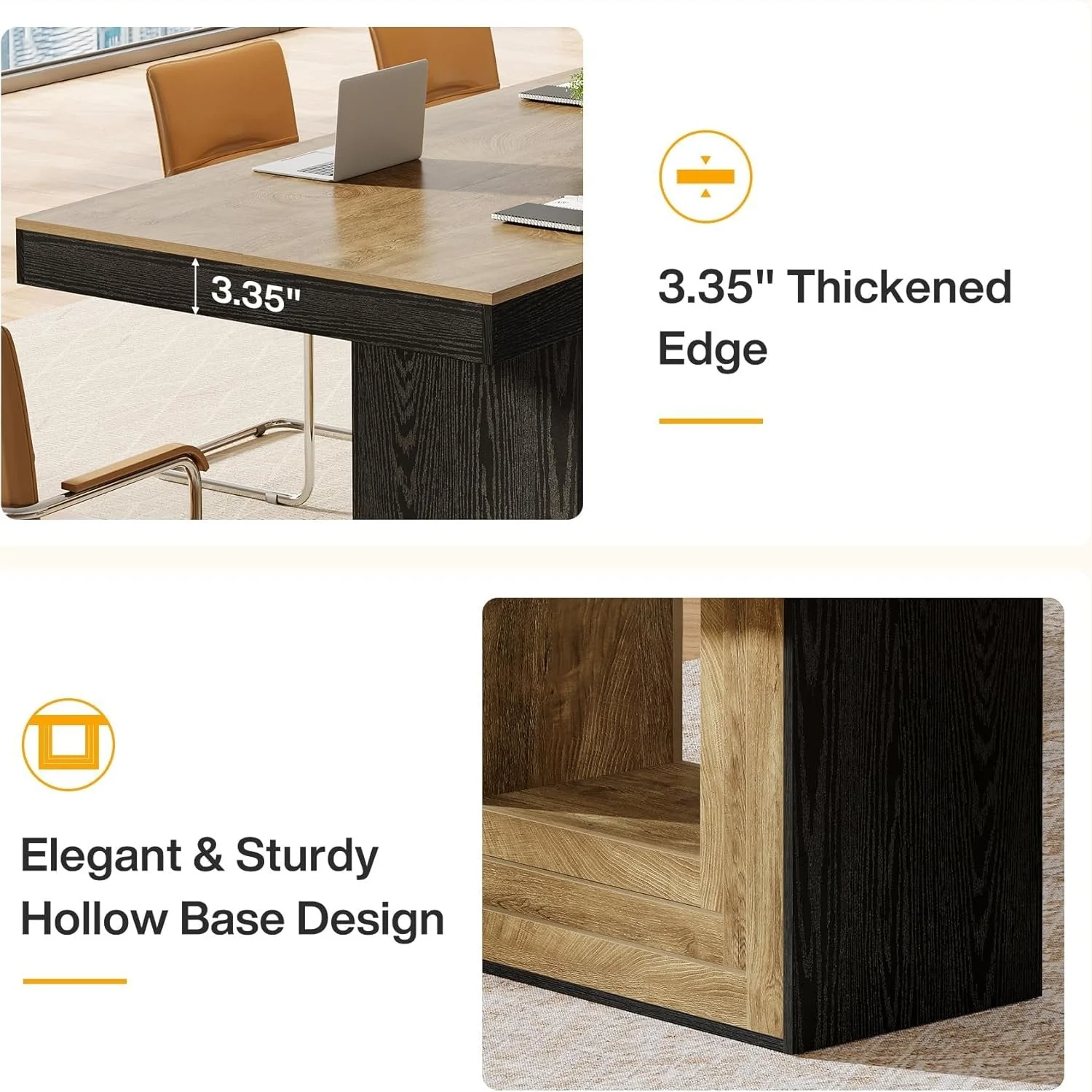 63" Conference Table, Modern Rectangular Meeting Table for 4-6 People - Image 5
