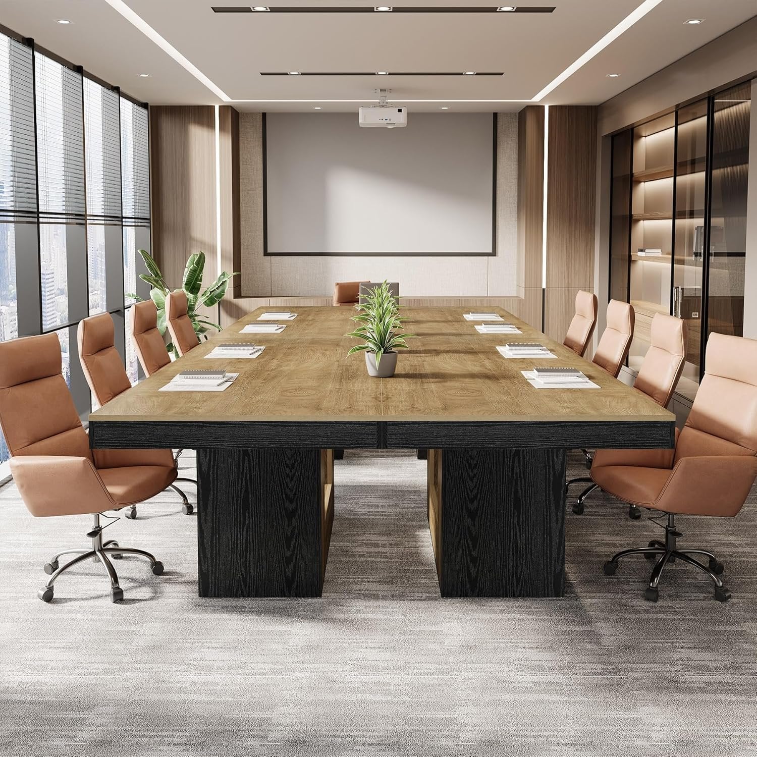 63" Conference Table, Modern Rectangular Meeting Table for 4-6 People - Image 7