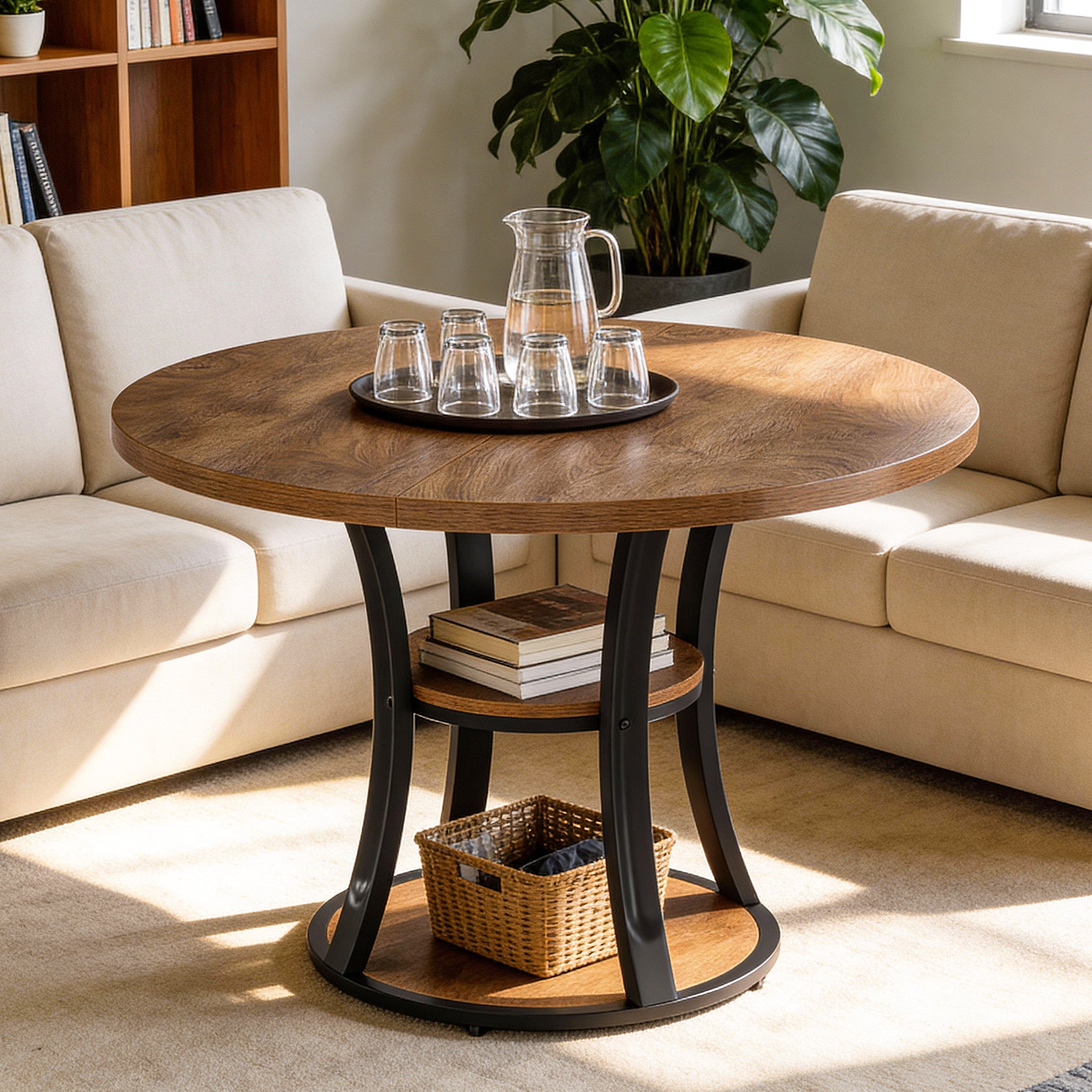 39" Small Conference Table, Modern Round Meeting Room Table for 2-4 People - Image 3