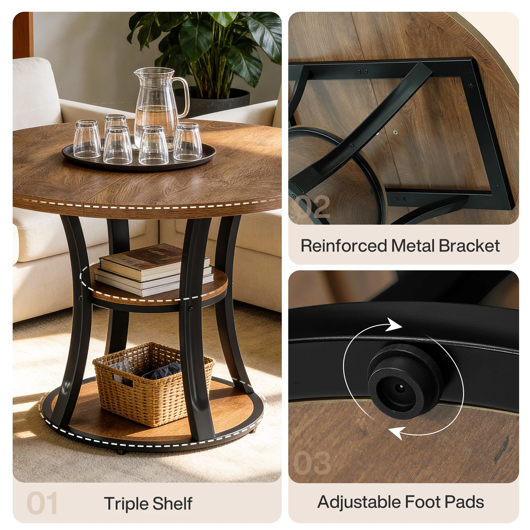 39" Small Conference Table, Modern Round Meeting Room Table for 2-4 People - Image 9