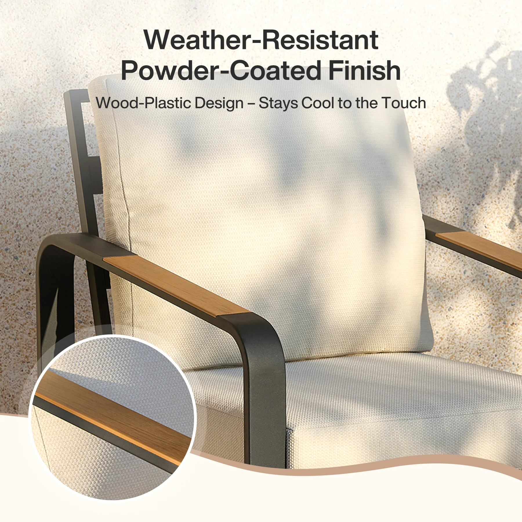 29.9" Wide Outdoor Patio Sofa, Modern Single Seat With Removable Cushions - Image 4