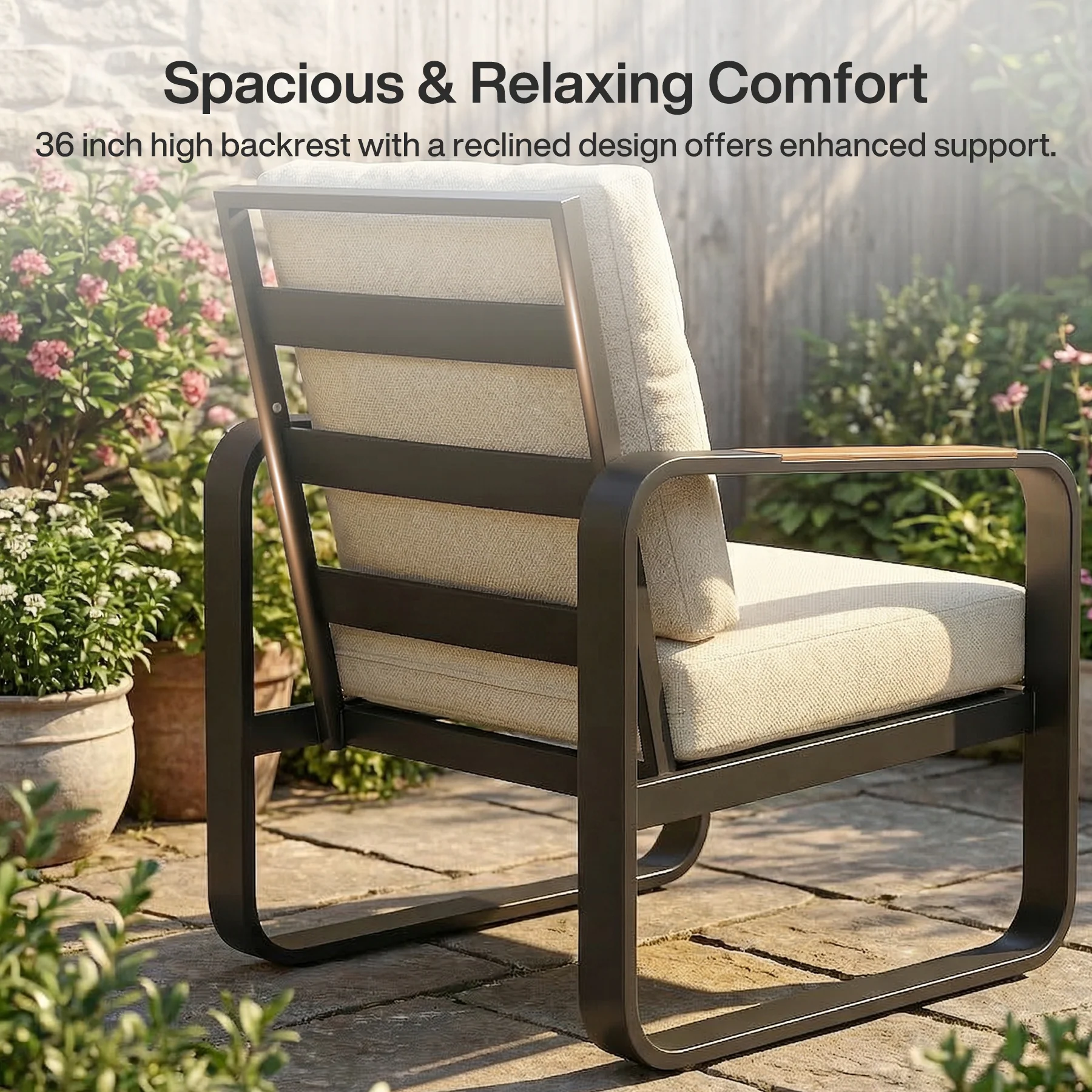 29.9" Wide Outdoor Patio Sofa, Modern Single Seat With Removable Cushions - Image 8