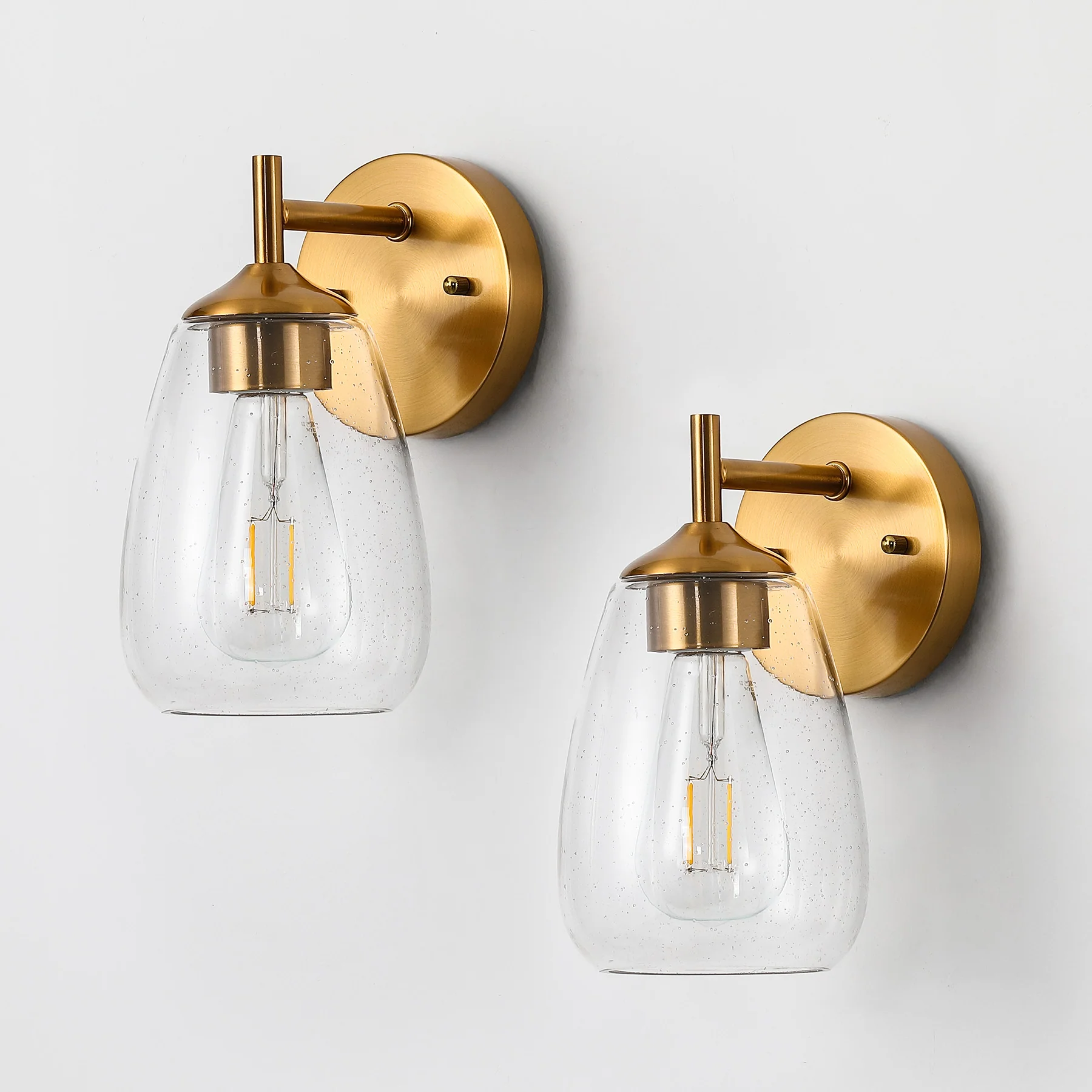 1-Light Bathroom Light Fixtures, Modern Vanity Wall Lights with Clear Glass Shades(Set of 2) - Image 10