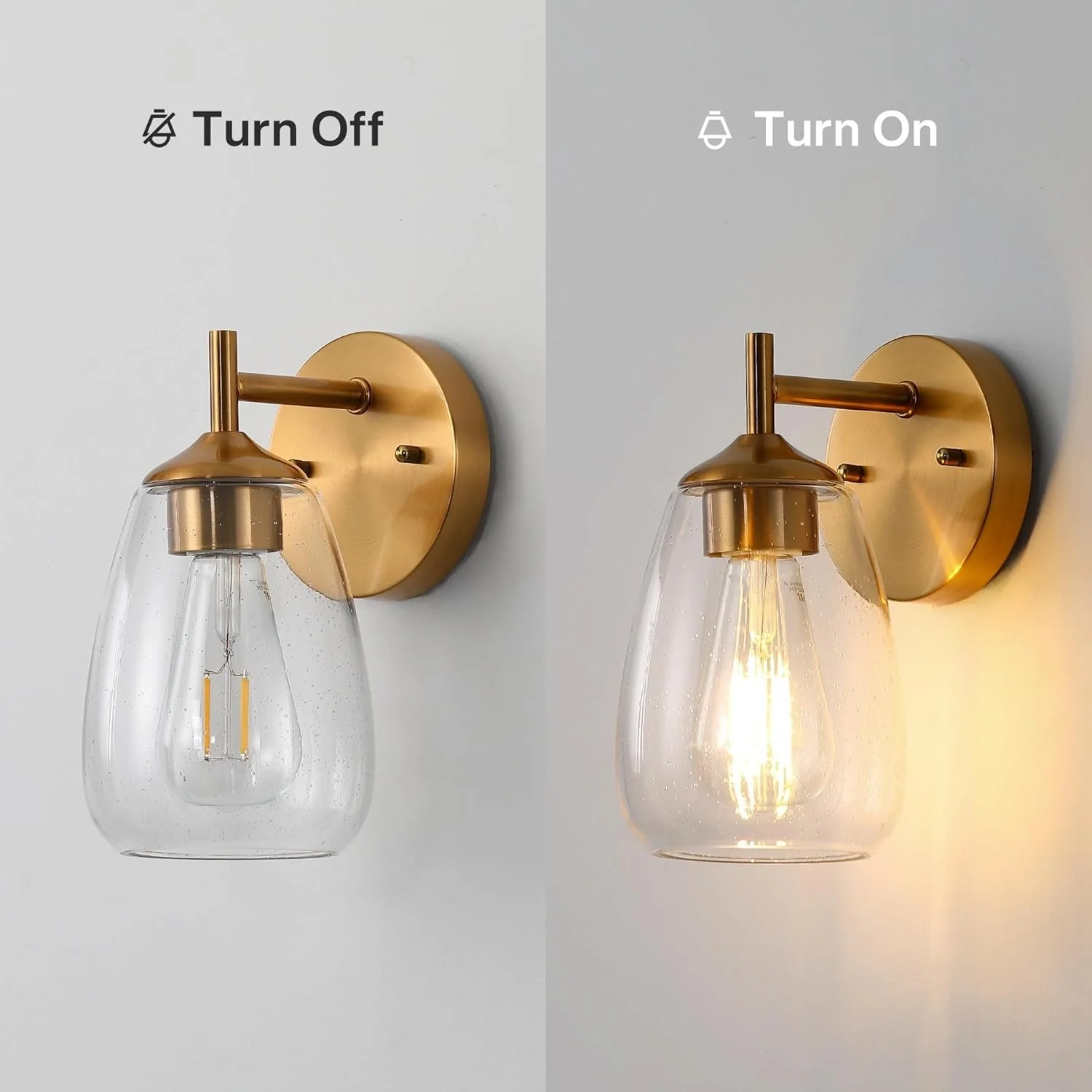 1-Light Bathroom Light Fixtures, Modern Vanity Wall Lights with Clear Glass Shades(Set of 2) - Image 7