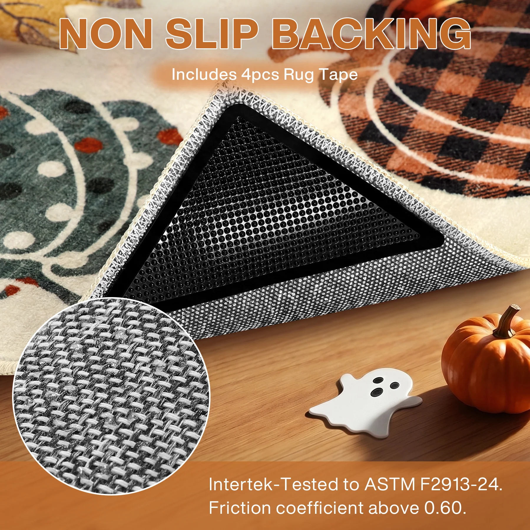 Multiple Sizes Fall Pumpkin Area Rug, Rectangular Washable Non-Slip Halloween Farmhouse Runner Rug - Image 8