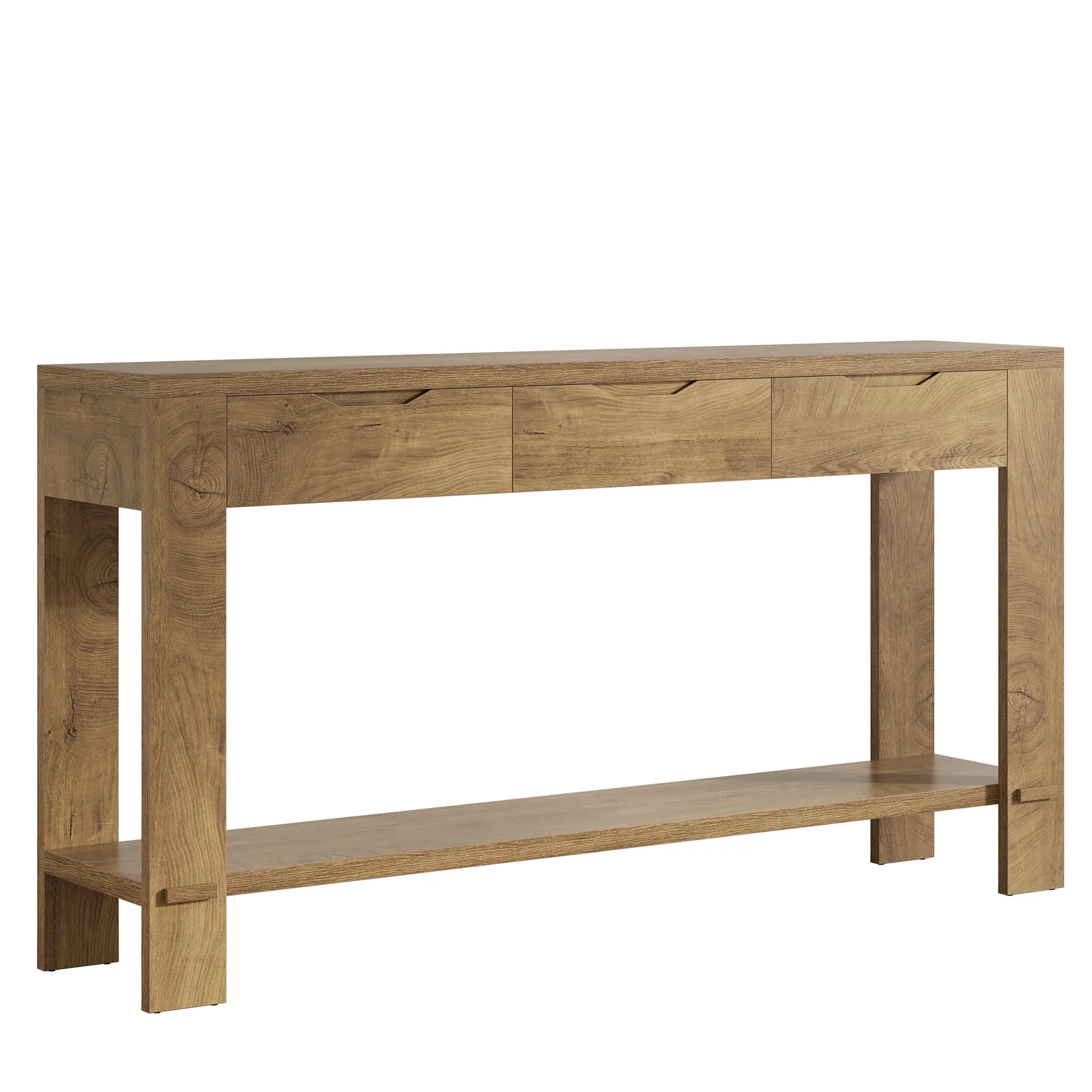 67“ Console Table, Narrow Farmhouse Entryway Table with 3 Storage Drawers - Image 9