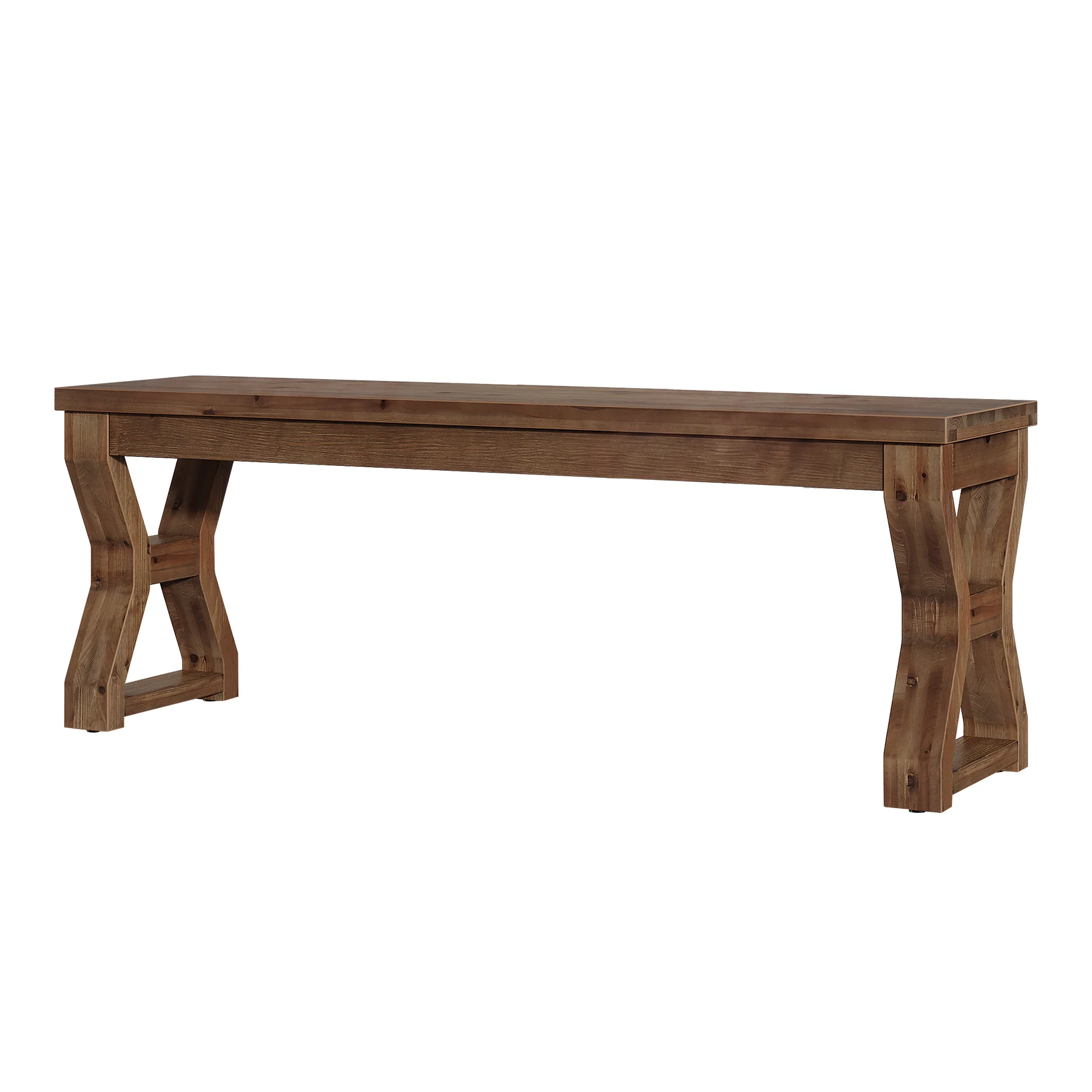 55" Wood Dining Bench, Narrow Kitchen Bench Seat with Sturdy X-Cross Legs - Image 7