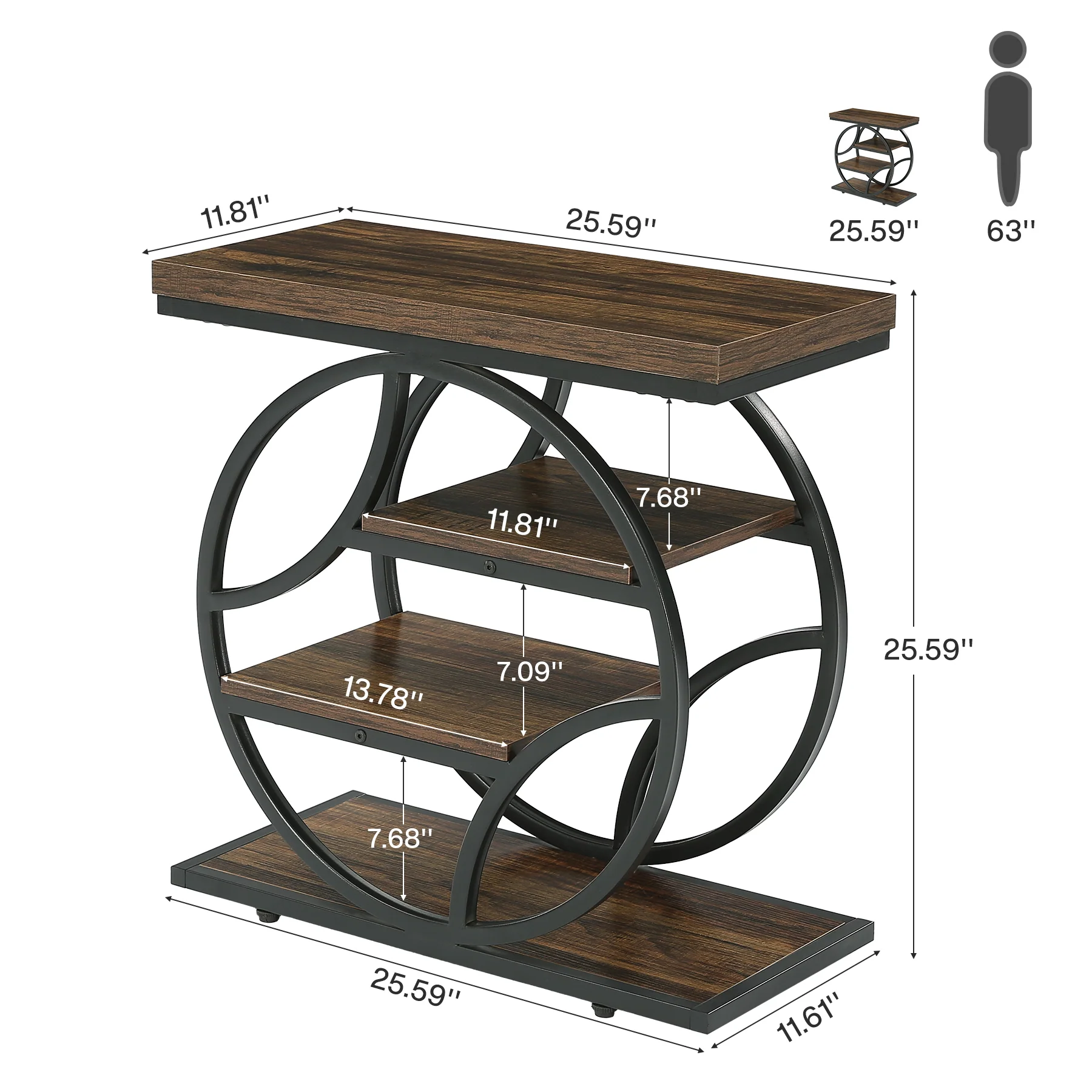 Tribesigns 25.59 Inch Narrow Side Table with Storage, 4 Tier Industrial End Table - Image 2