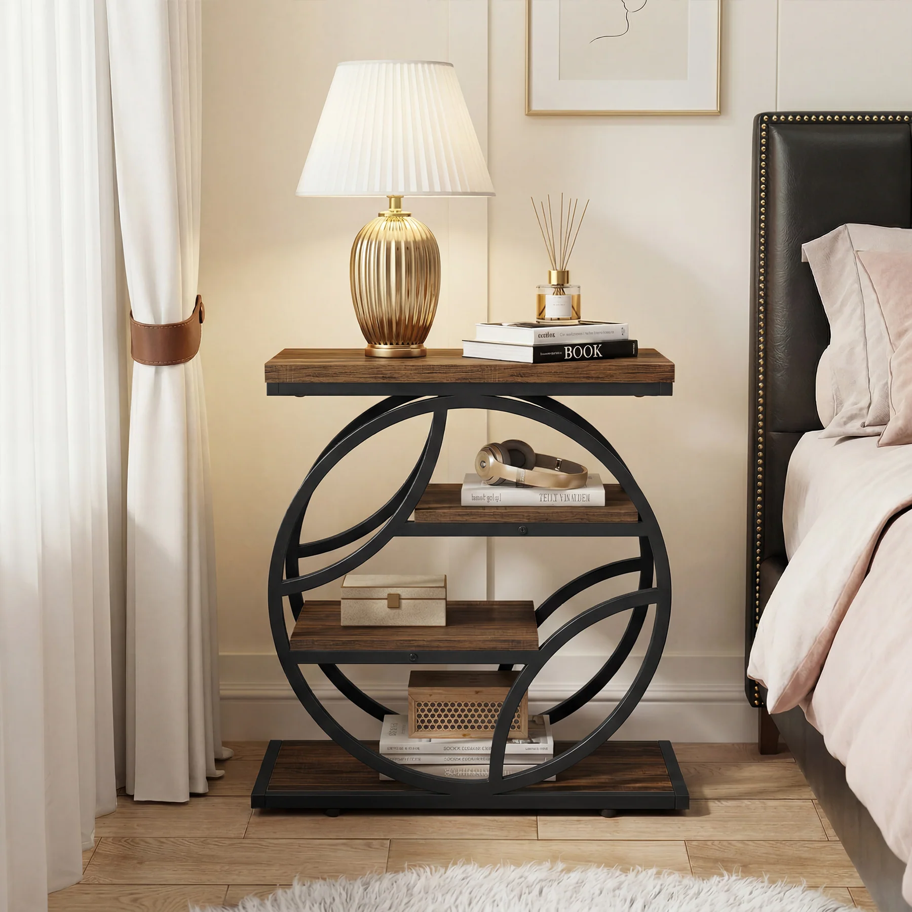 Tribesigns 25.59 Inch Narrow Side Table with Storage, 4 Tier Industrial End Table - Image 3