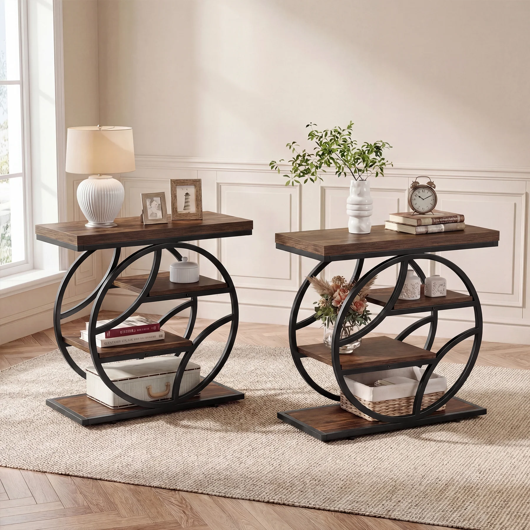 Tribesigns 25.59 Inch Narrow Side Table with Storage, 4 Tier Industrial End Table - Image 4