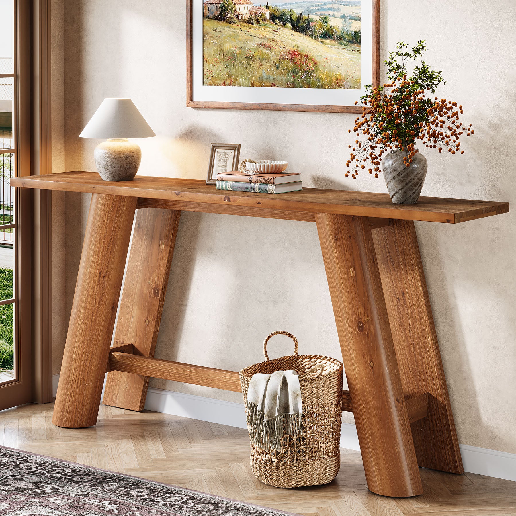 70.9" Wood Console Table, Narrow Sofa Table Behind Couch Entryway Furniture - Image 3