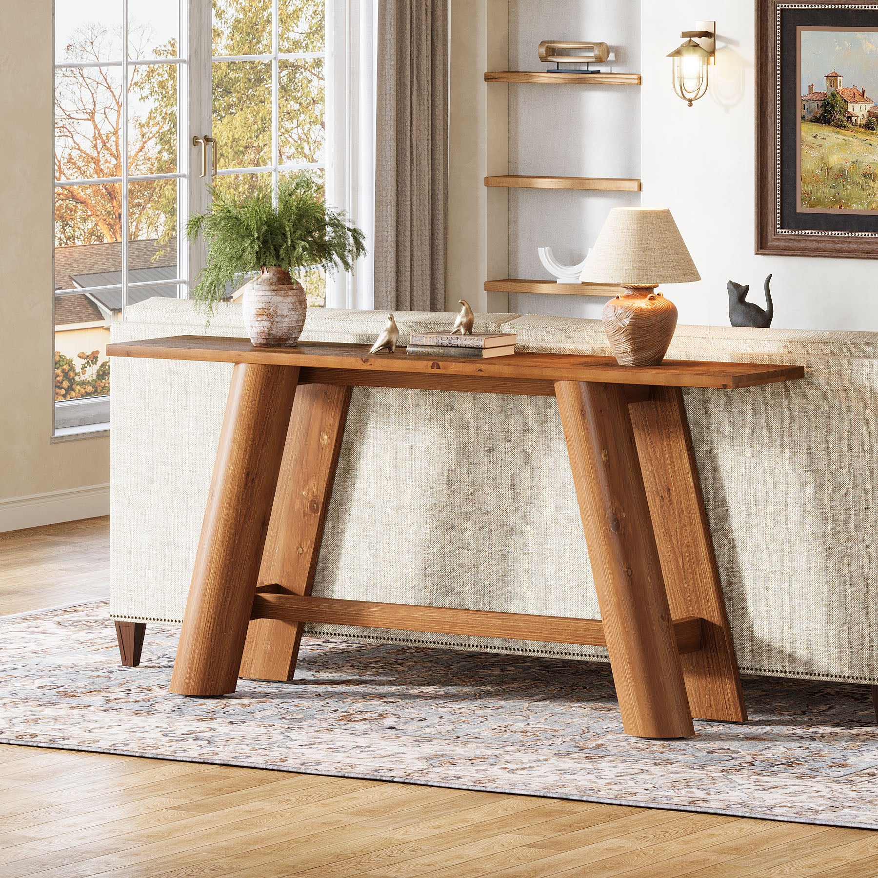 70.9" Wood Console Table, Narrow Sofa Table Behind Couch Entryway Furniture - Image 4