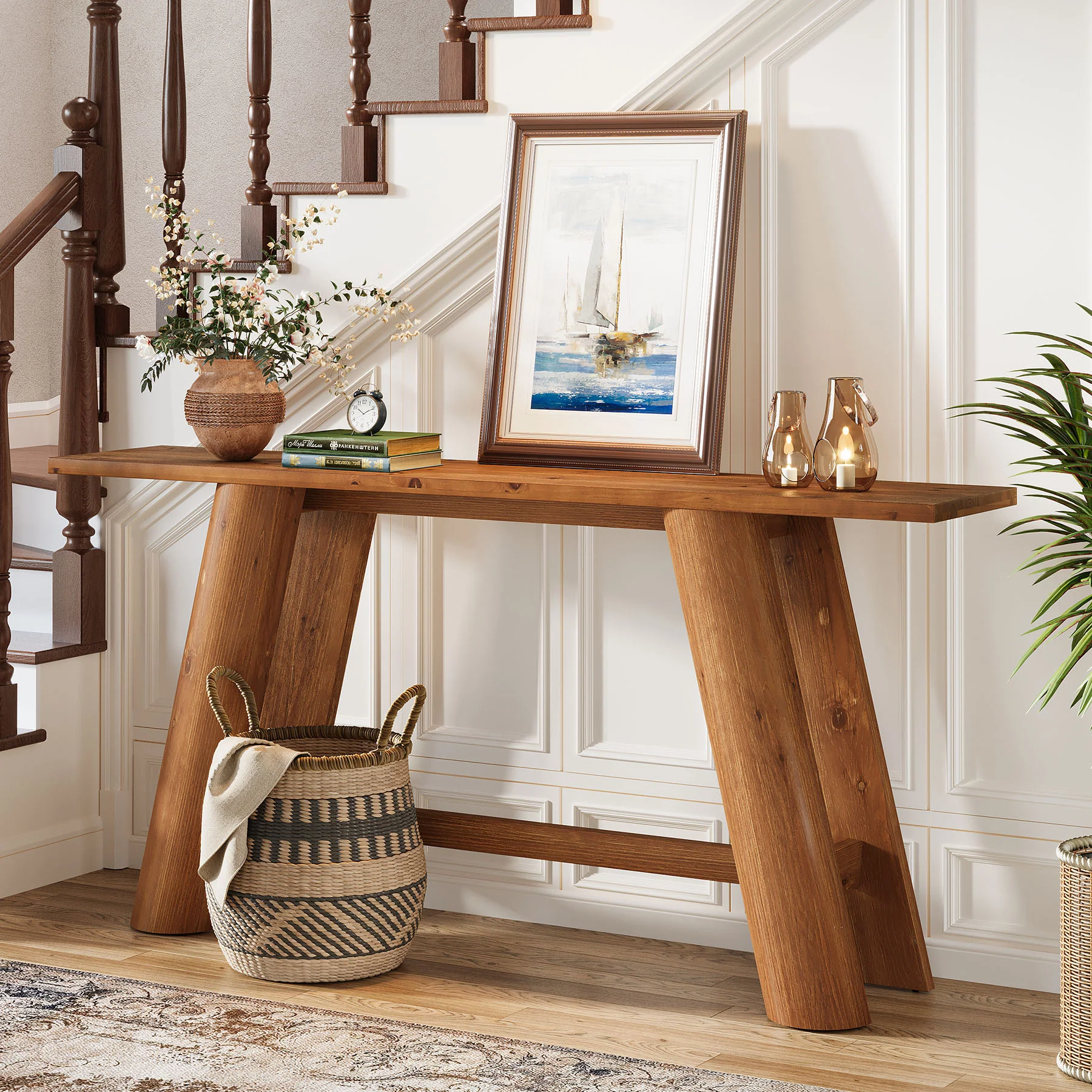 70.9" Wood Console Table, Narrow Sofa Table Behind Couch Entryway Furniture - Image 5