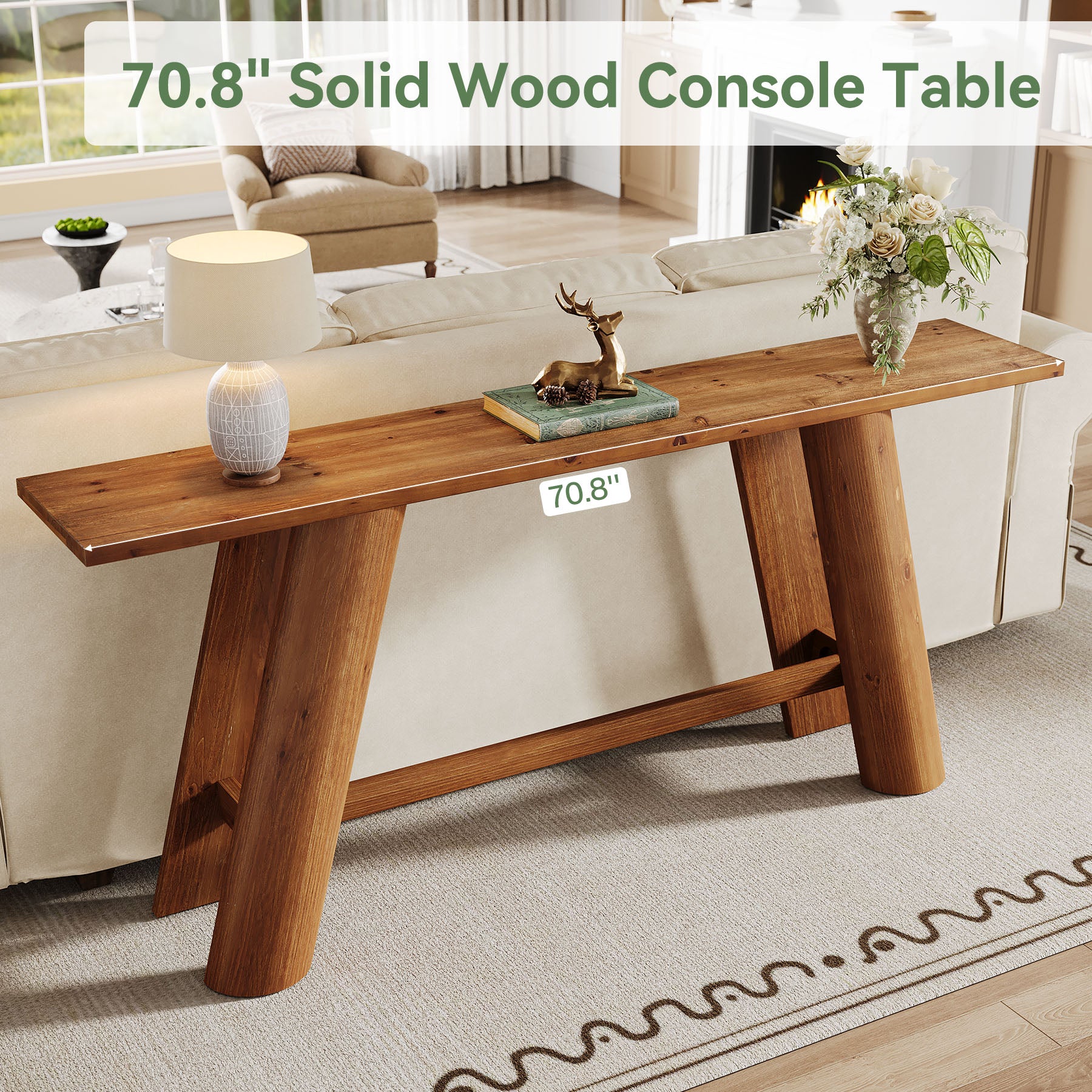 70.9" Wood Console Table, Narrow Sofa Table Behind Couch Entryway Furniture - Image 6