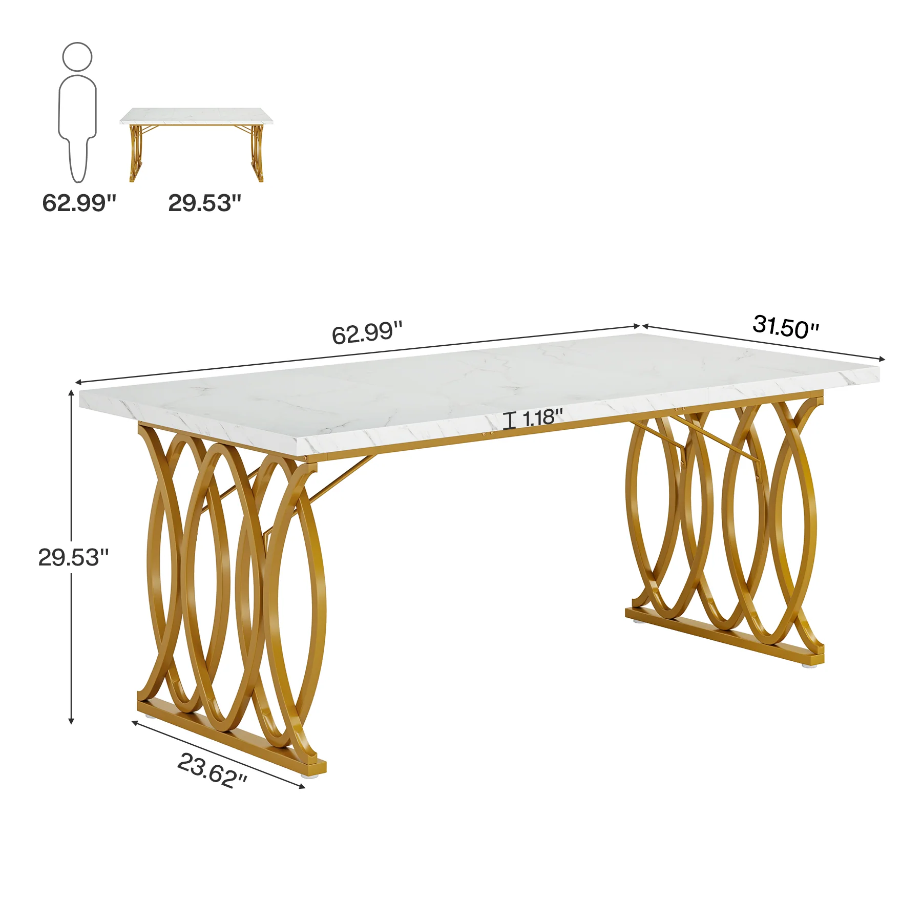 63" Modern Executive Desk, Office Computer Desk Meeting Room Table - Image 2