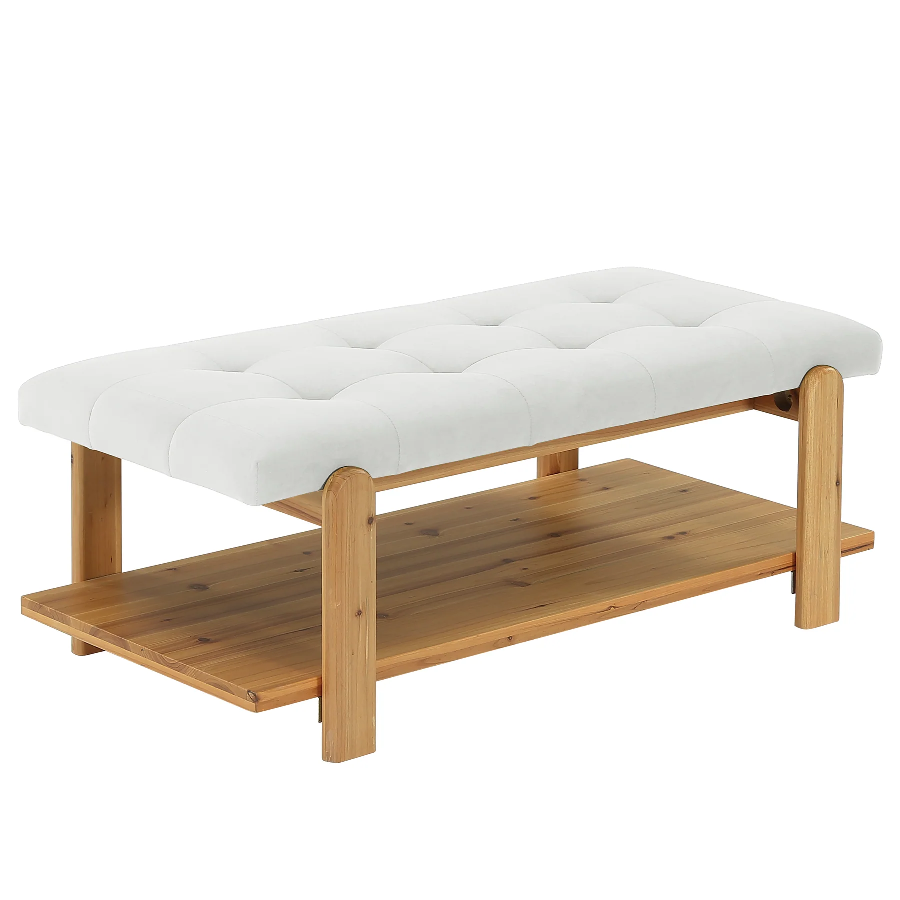 47.24" Ottoman Coffee Table, Rectangle Large Footrest Ottoman with Solid Frame and Storage Shelf - Image 10