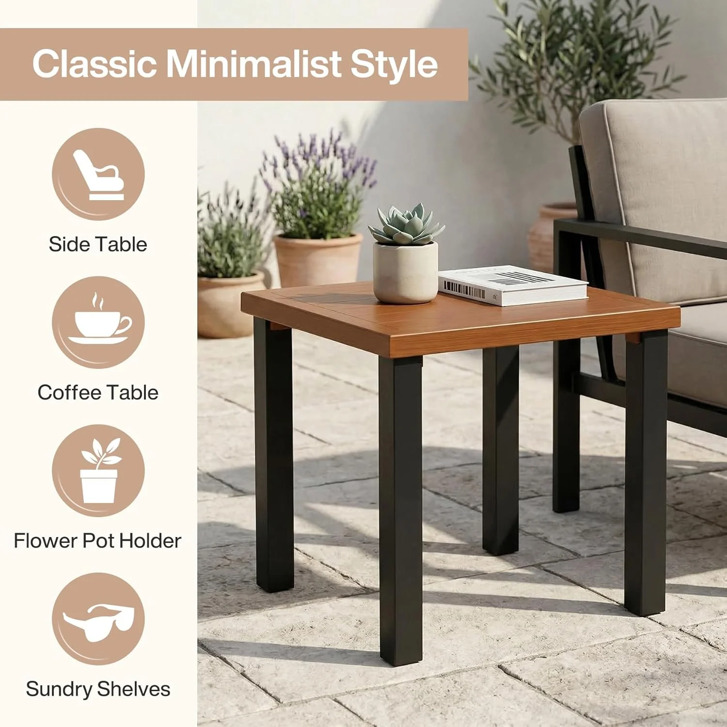 5-Piece Patio Furniture Set Outdoor Conversation Sets with Sofas & Coffee Table & Side Table - Image 6