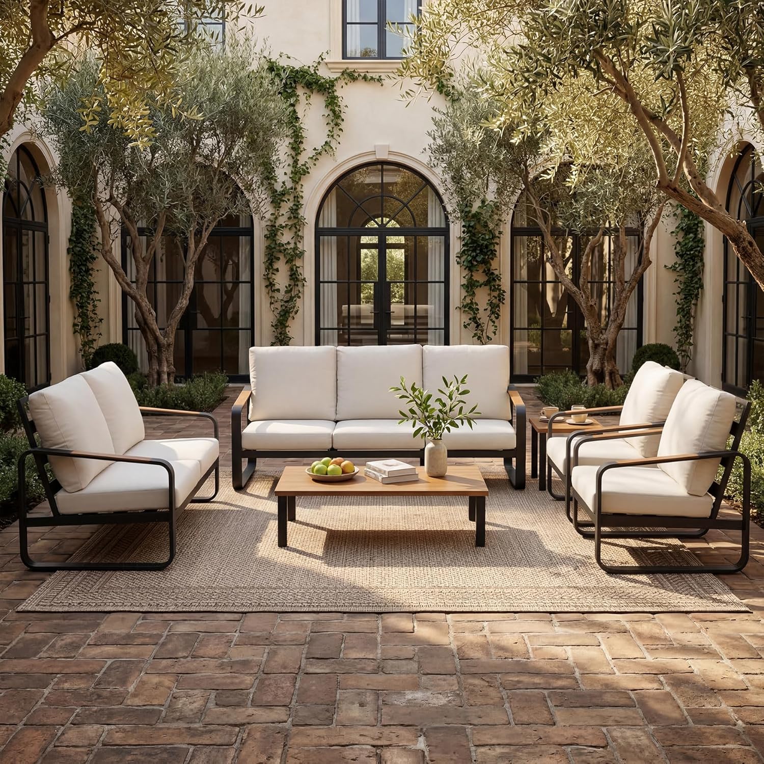 6-Piece Patio Furniture Set Outdoor Conversation Sets with Sofas & Coffee Table & Side Table - Image 10