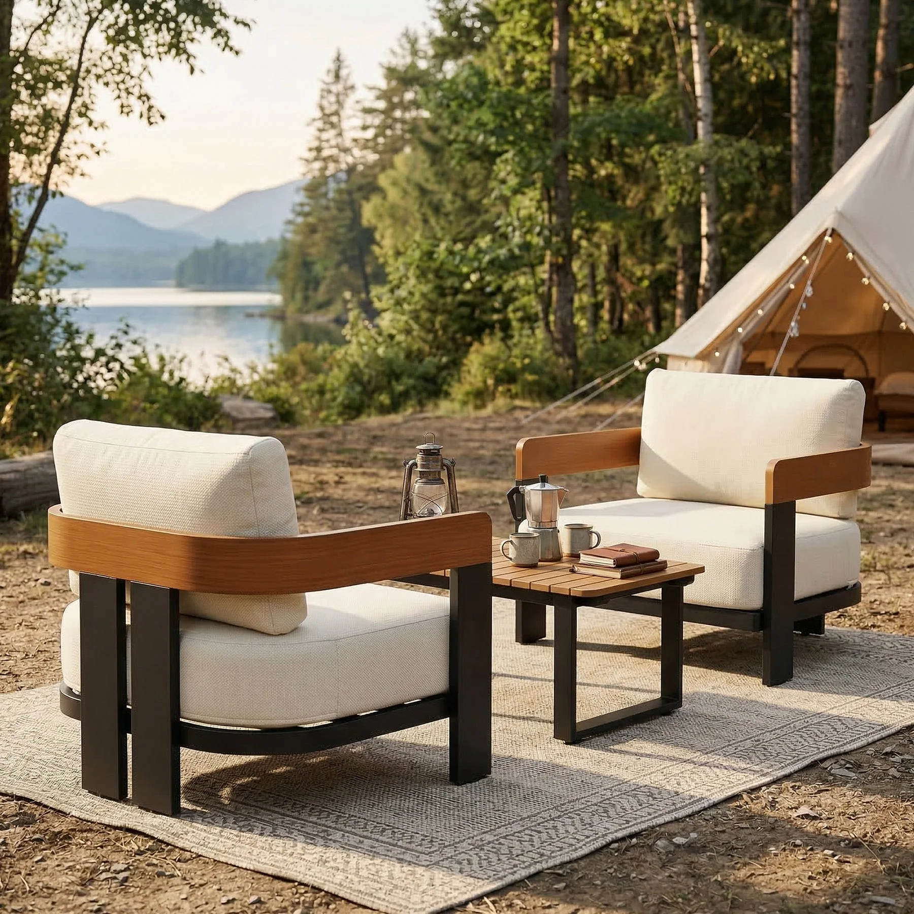 Outdoor Lounge Chair, Patio Armchair Club Chair With Cushions & Aluminum Frame - Image 12