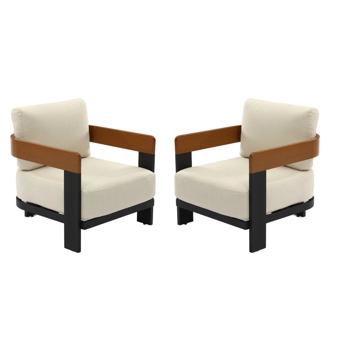 Outdoor Lounge Chair, Patio Armchair Club Chair With Cushions & Aluminum Frame - Image 13