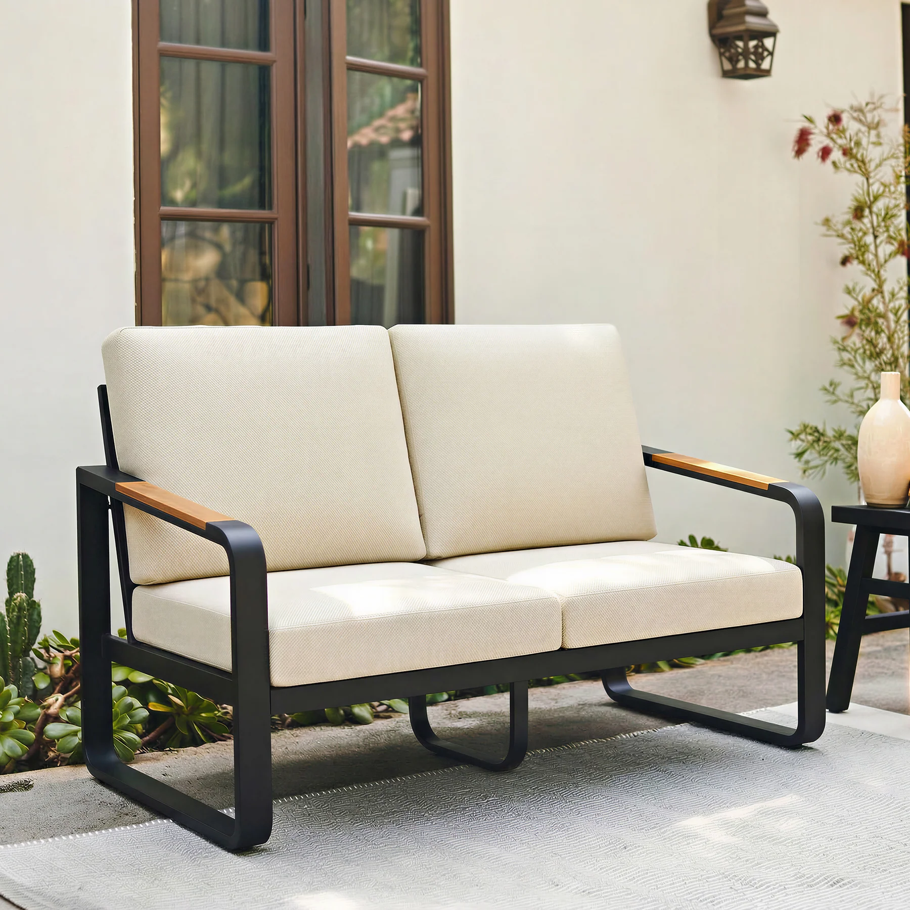 54.3" Wide Loveseat Sofa, Outdoor Patio Sofa With Removable Cushions - Image 3