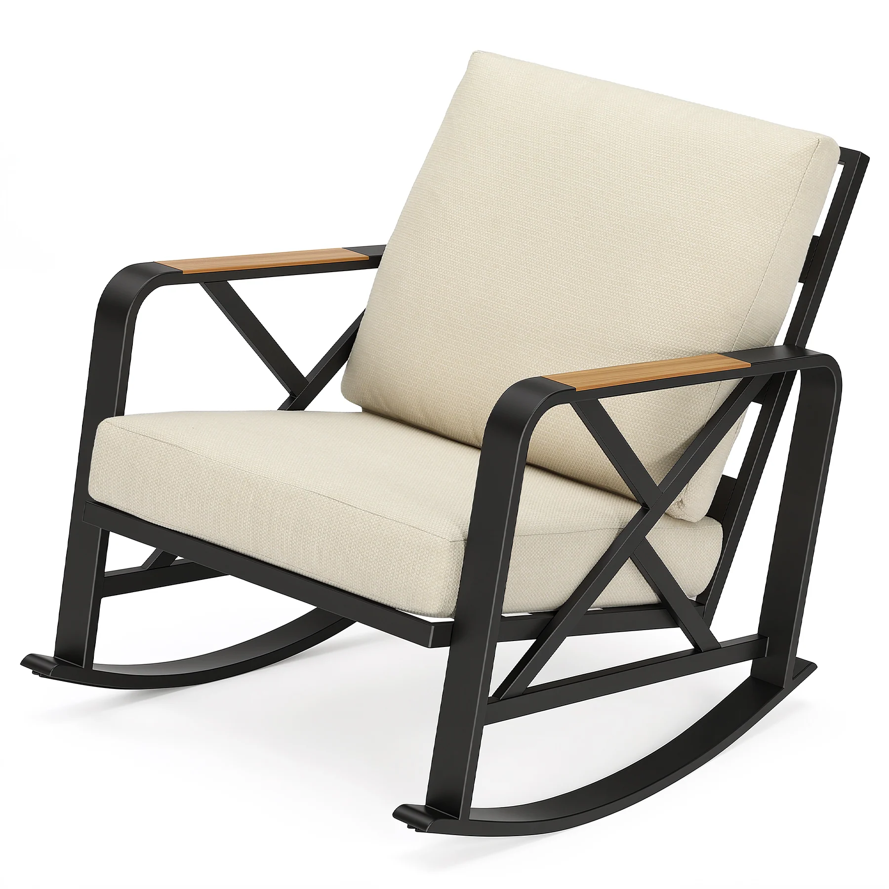 Outdoor Rocking Chair, Patio Seating Waterproof Rocker with Thick Cushion - Image 12