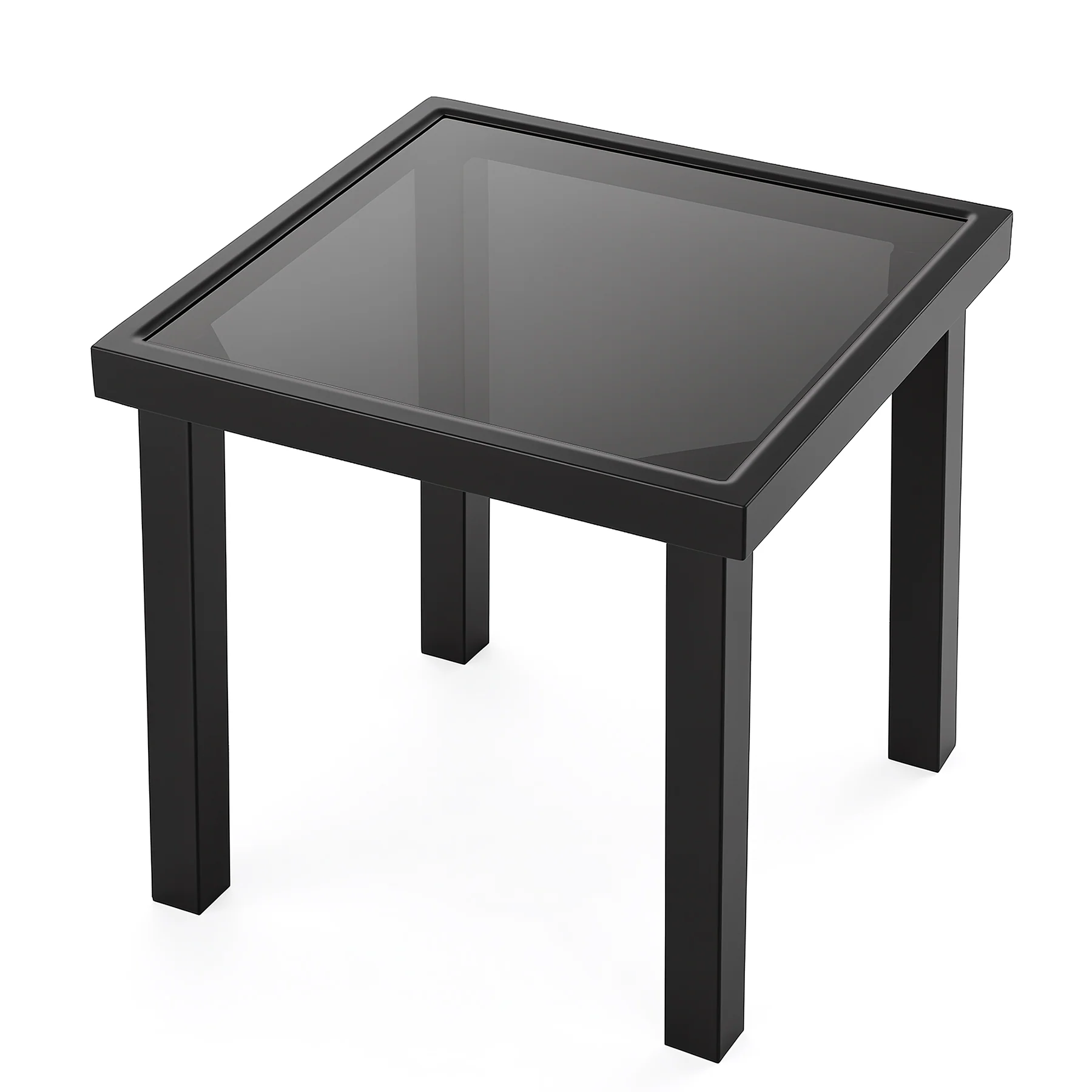 Outdoor Square End Table, Patio Side Table with Water-Resistant Glass Top - Image 8