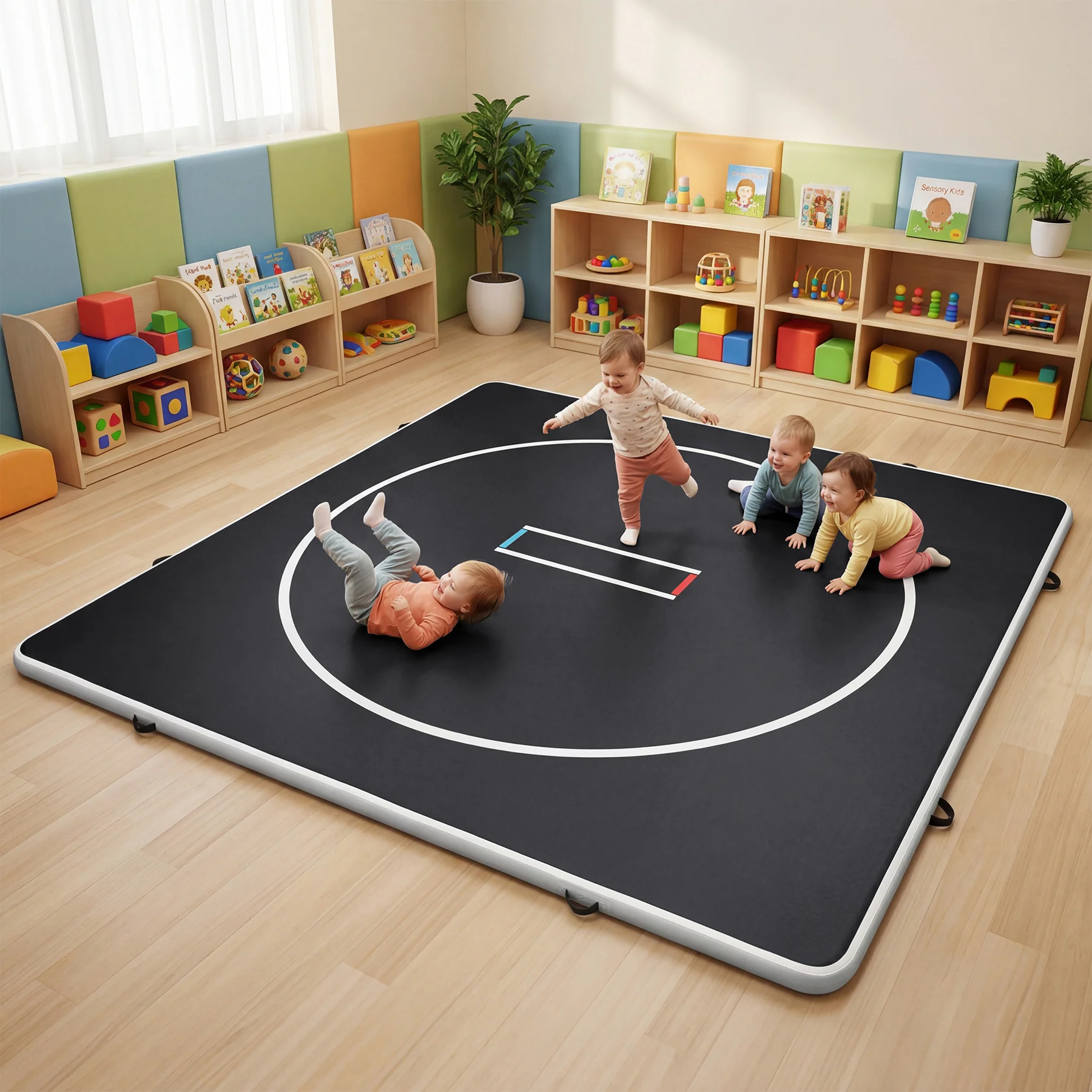 4" Thick Inflatable Wrestling Mat, PVC Portable Wrestling Mats for Indoor Outdoor Use,  Jiu Jitsu Mats with Circles for Wrestling - Image 11