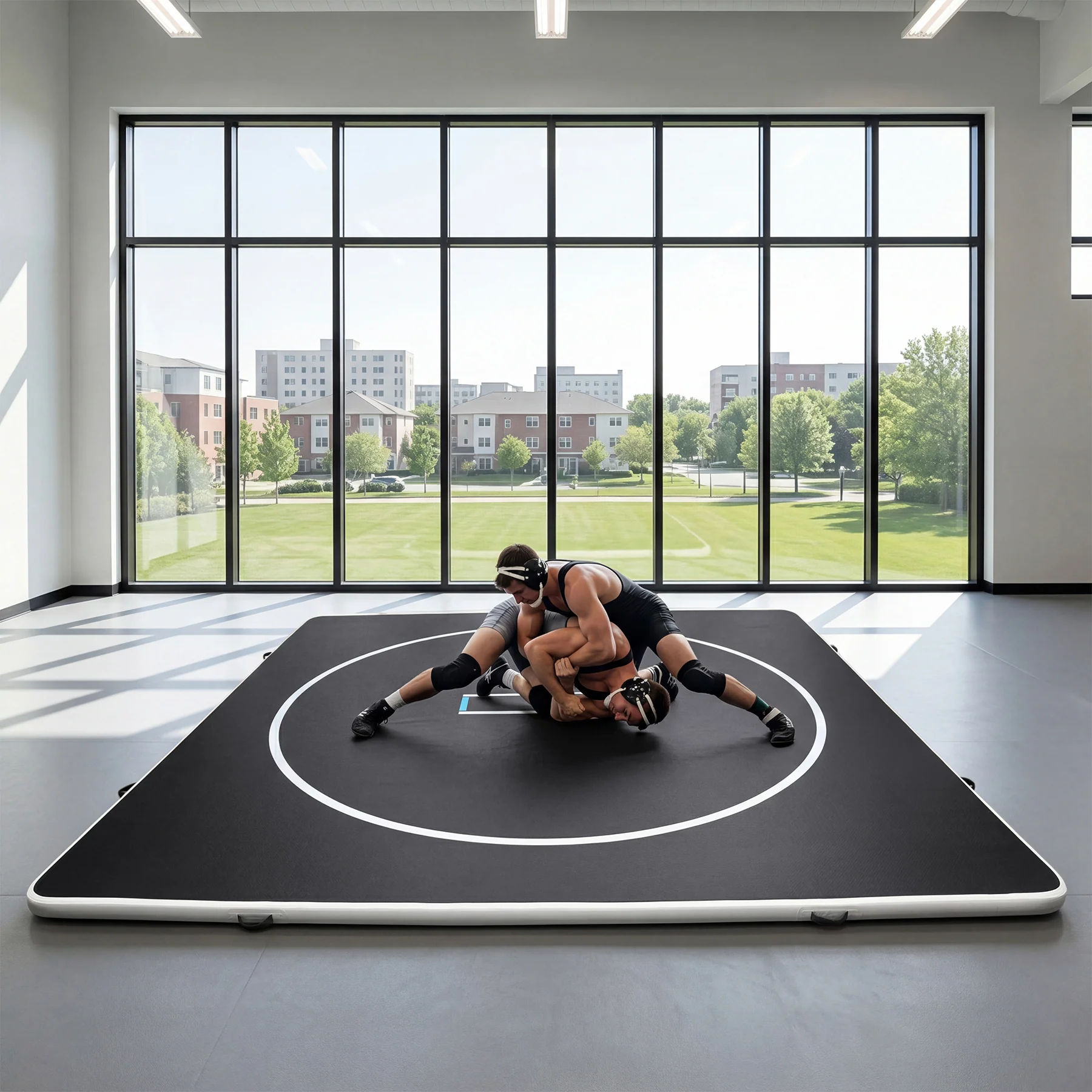 4" Thick Inflatable Wrestling Mat, PVC Portable Wrestling Mats for Indoor Outdoor Use,  Jiu Jitsu Mats with Circles for Wrestling - Image 3