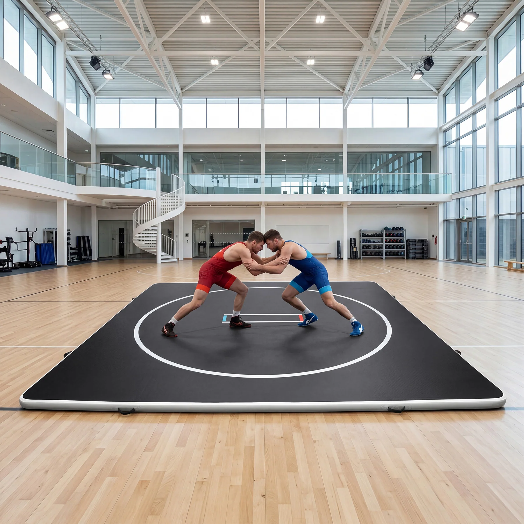 4" Thick Inflatable Wrestling Mat, PVC Portable Wrestling Mats for Indoor Outdoor Use,  Jiu Jitsu Mats with Circles for Wrestling - Image 4