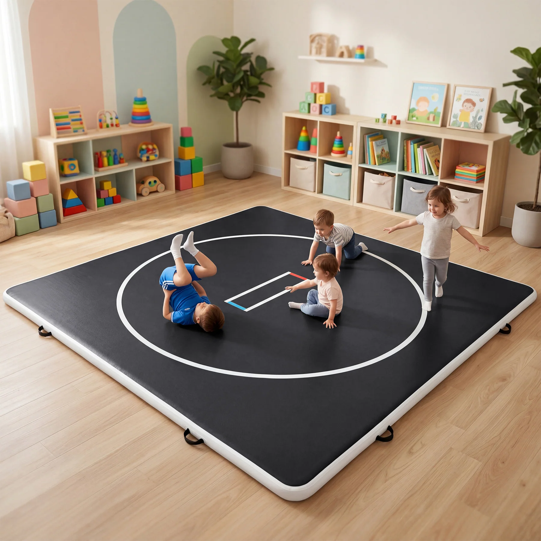 4" Thick Inflatable Wrestling Mat, PVC Portable Wrestling Mats for Indoor Outdoor Use,  Jiu Jitsu Mats with Circles for Wrestling - Image 5