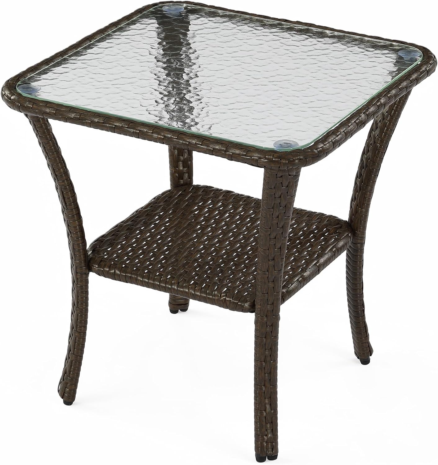 Patio Side Table, Outdoor 2-Tier Rattan End Table for Porch - Image 10