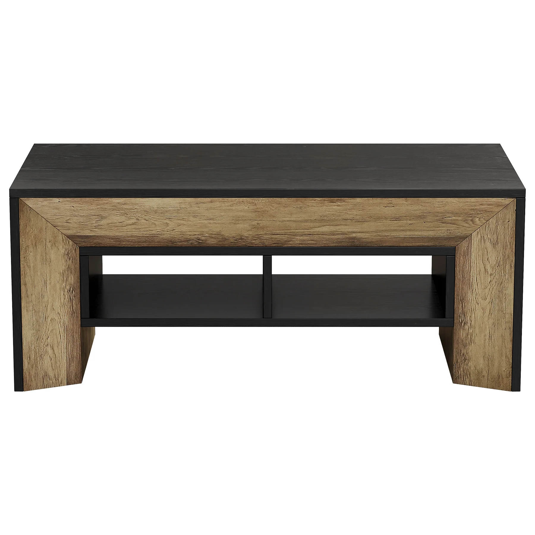 47" Modern Coffee Table, Rectangular Center Table with 2-Tier Storage - Image 10