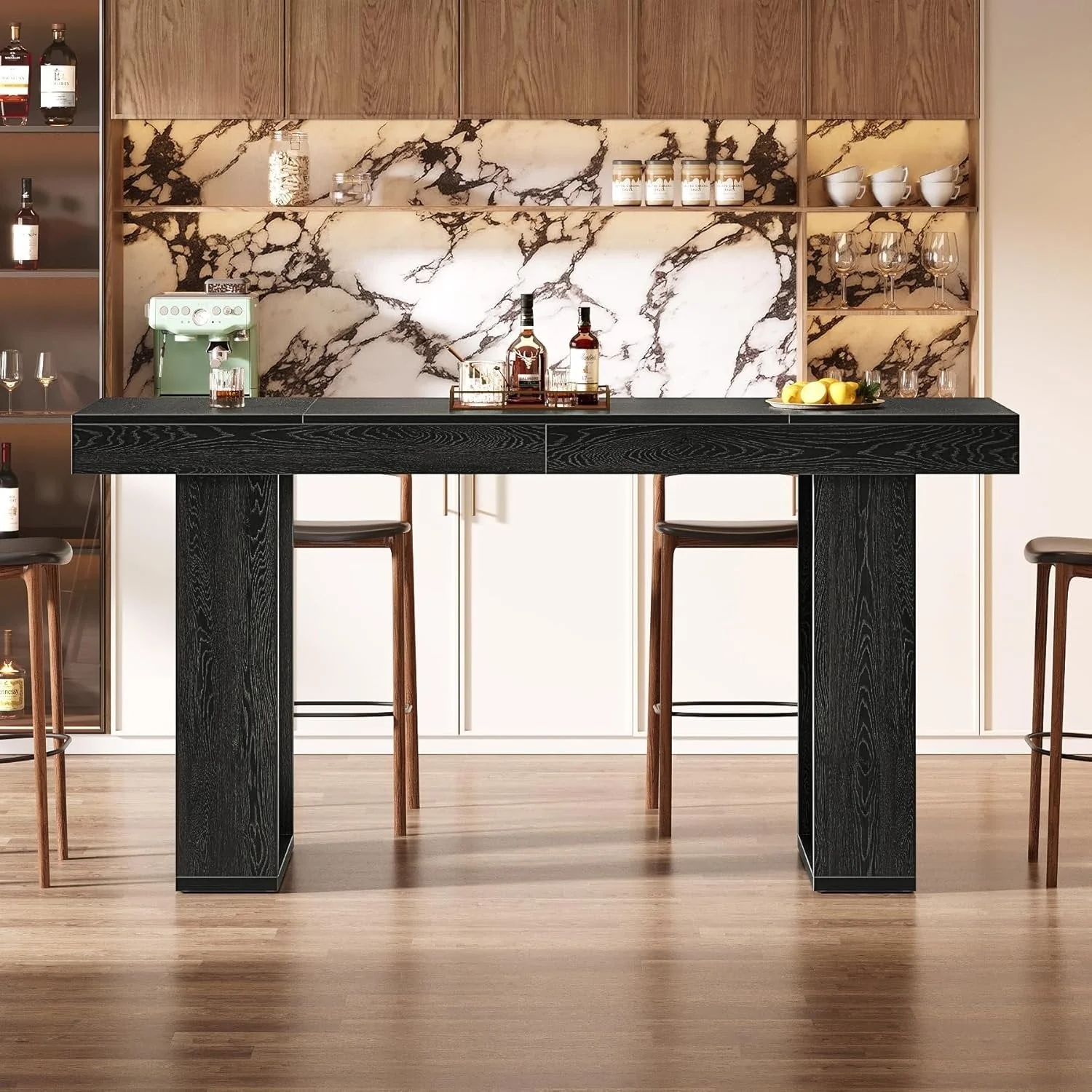 70.9" Long Bar Table, Rectangular Counter Height Pub Table Home Coffee Bar Unit - Image 9