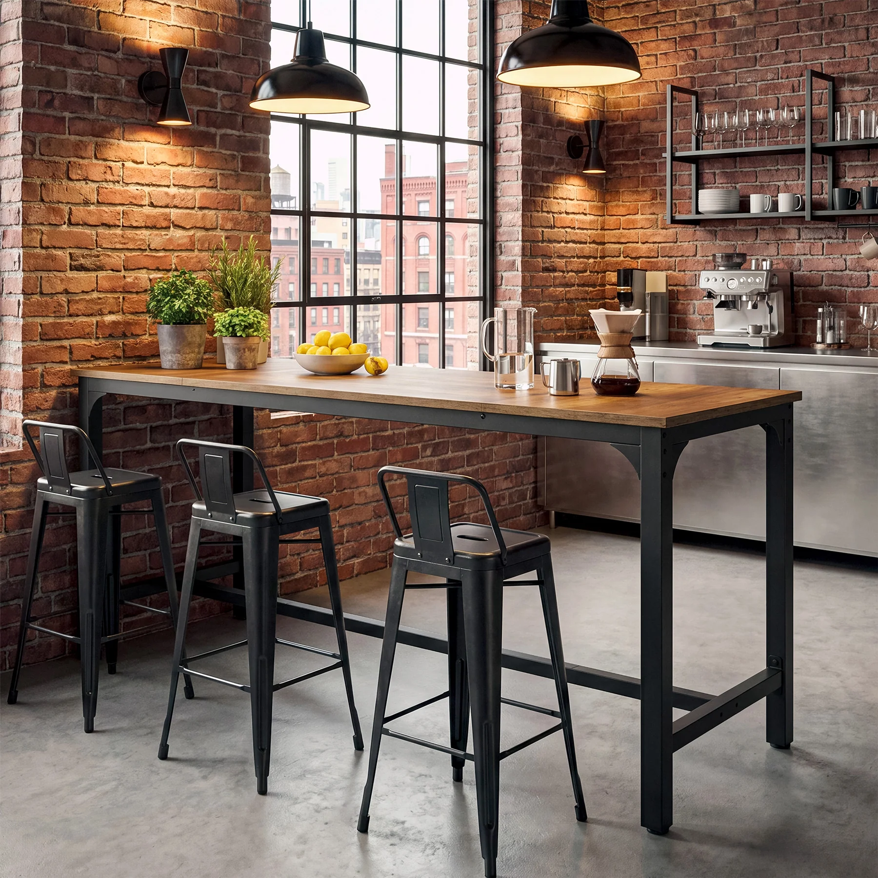 70.9" Long Industrial Bar Table, Rectangular Counter Height Pub Table for Kitchen Home Bar - Image 3