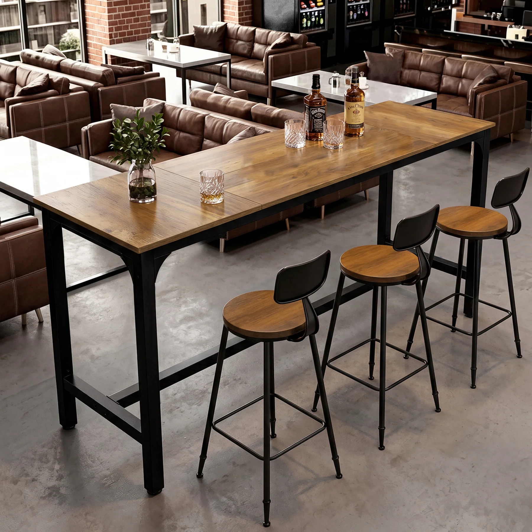 70.9" Long Industrial Bar Table, Rectangular Counter Height Pub Table for Kitchen Home Bar - Image 4