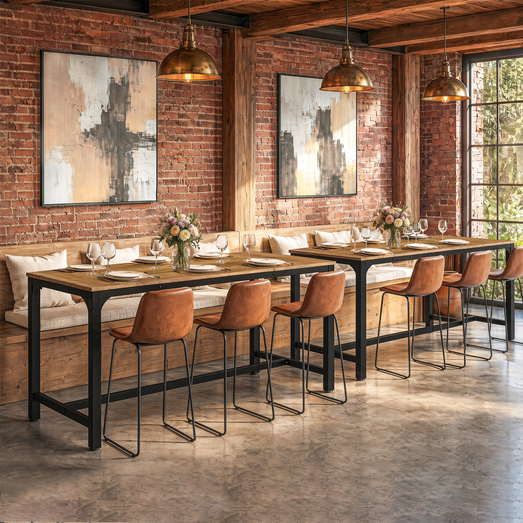 70.9" Long Industrial Bar Table, Rectangular Counter Height Pub Table for Kitchen Home Bar - Image 6