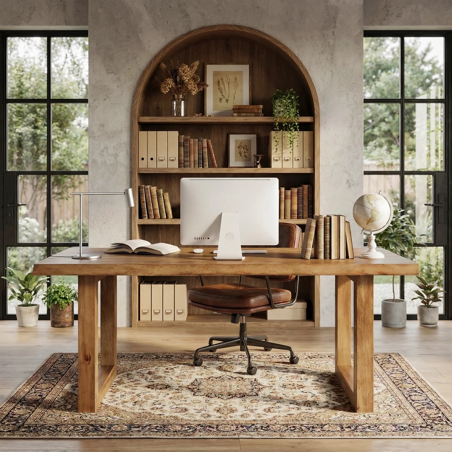 63" Solid Wood Computer Desk, Rectangular Executive Desk Home Office Desk - Image 3