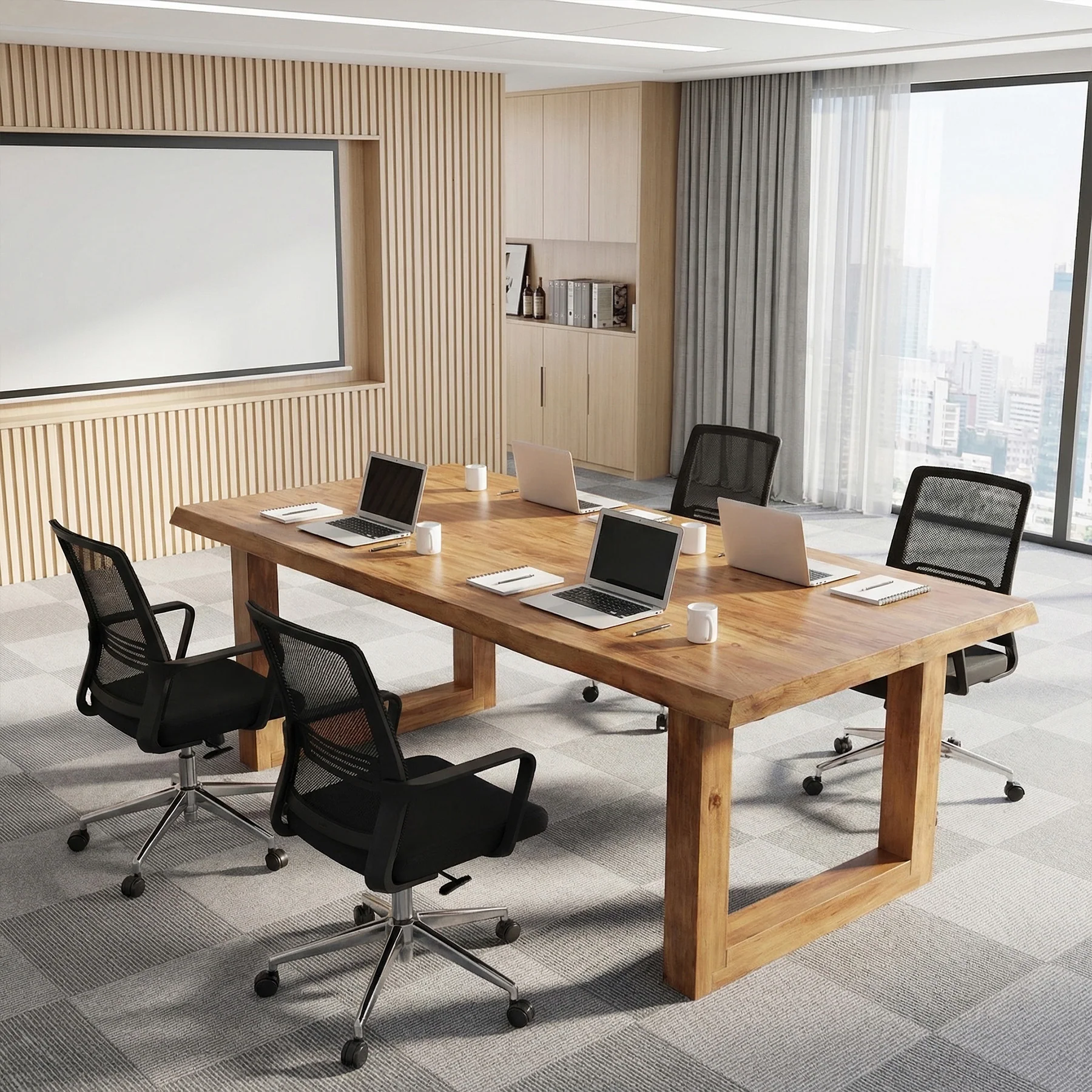 63" Solid Wood Computer Desk, Rectangular Executive Desk Home Office Desk - Image 5