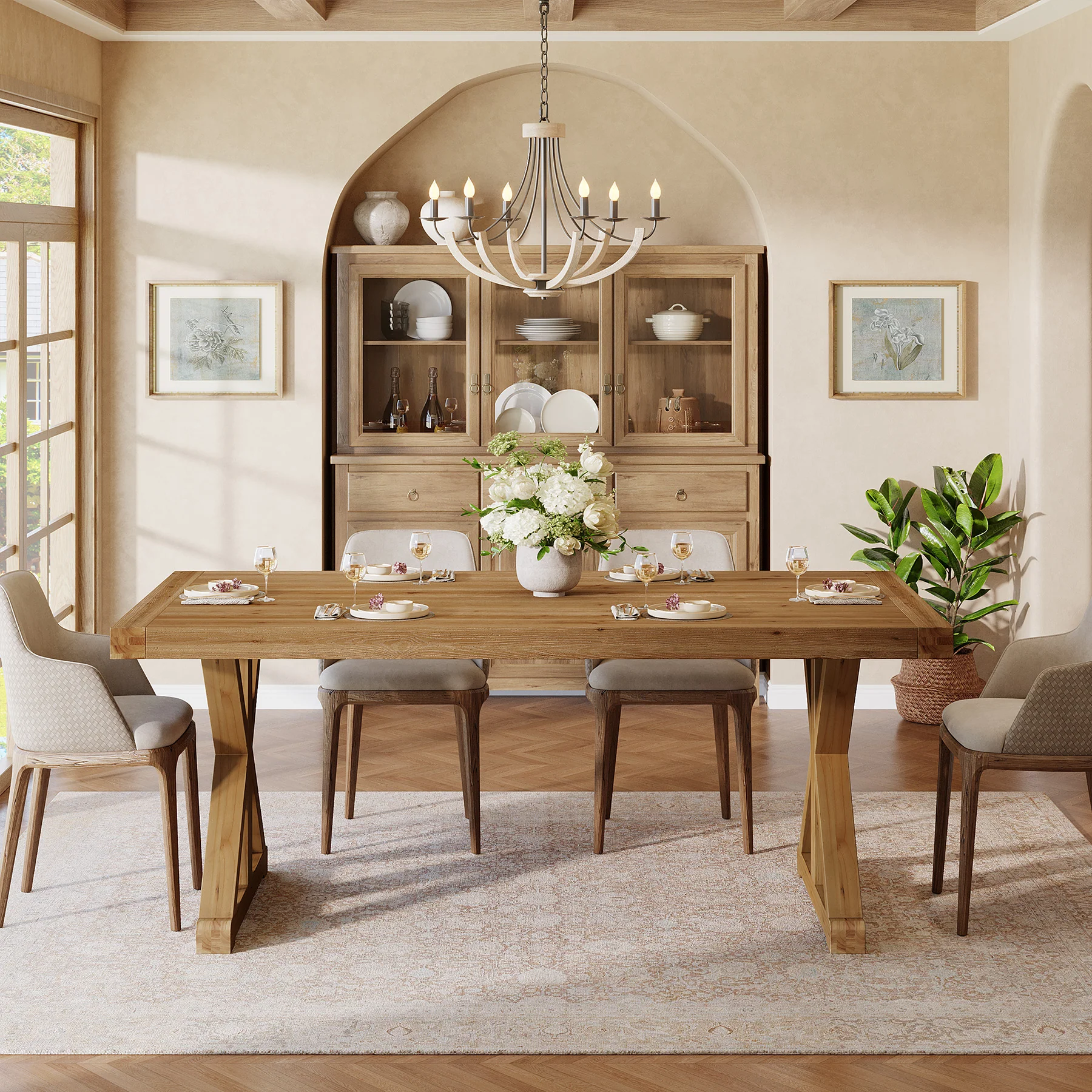 63" Solid Wood Dining Table, Rectangular Kitchen Table for 4-6 - Image 10